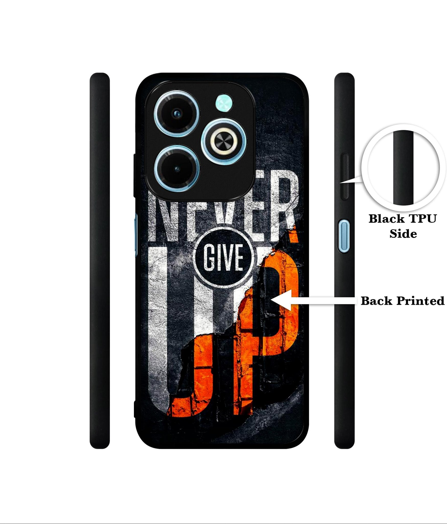 Never Give Up Designer 2D Printed Back Case Cover for Infinix Hot 40i 4G / Tecno Spark GO (2024) 4G