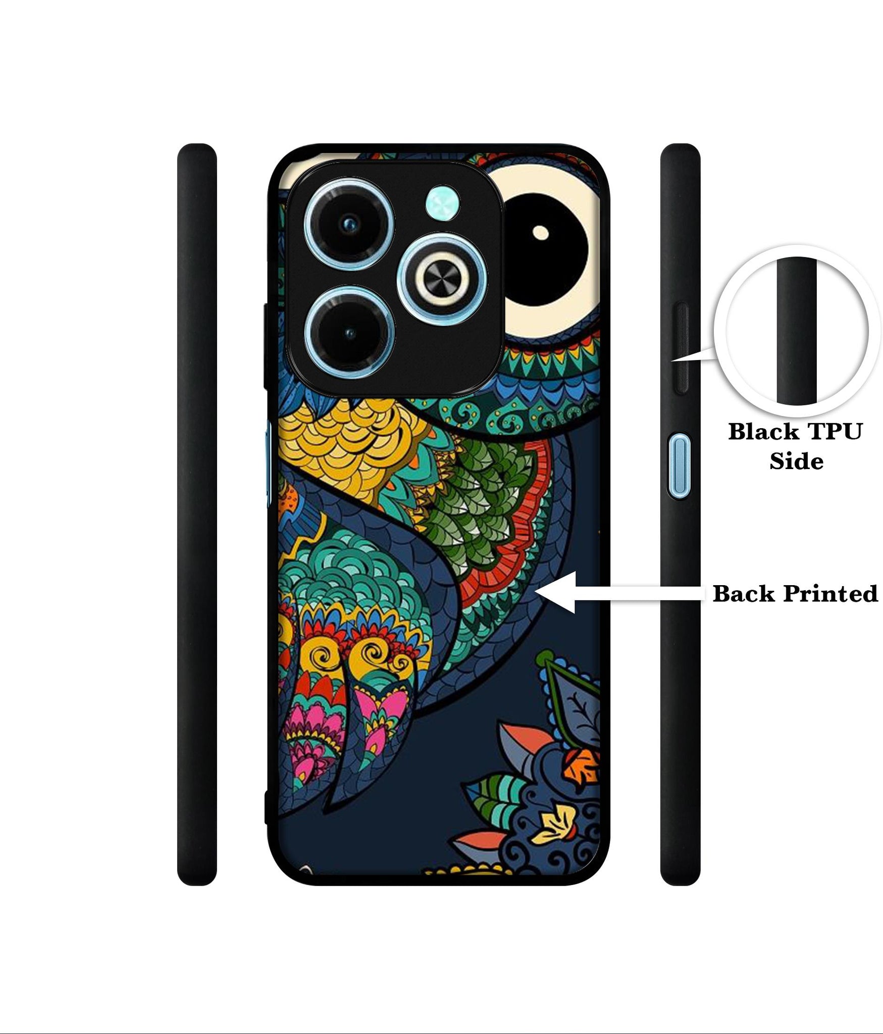 Owl Illustration Designer 2D Printed Back Case Cover for Infinix Hot 40i 4G / Tecno Spark GO (2024) 4G