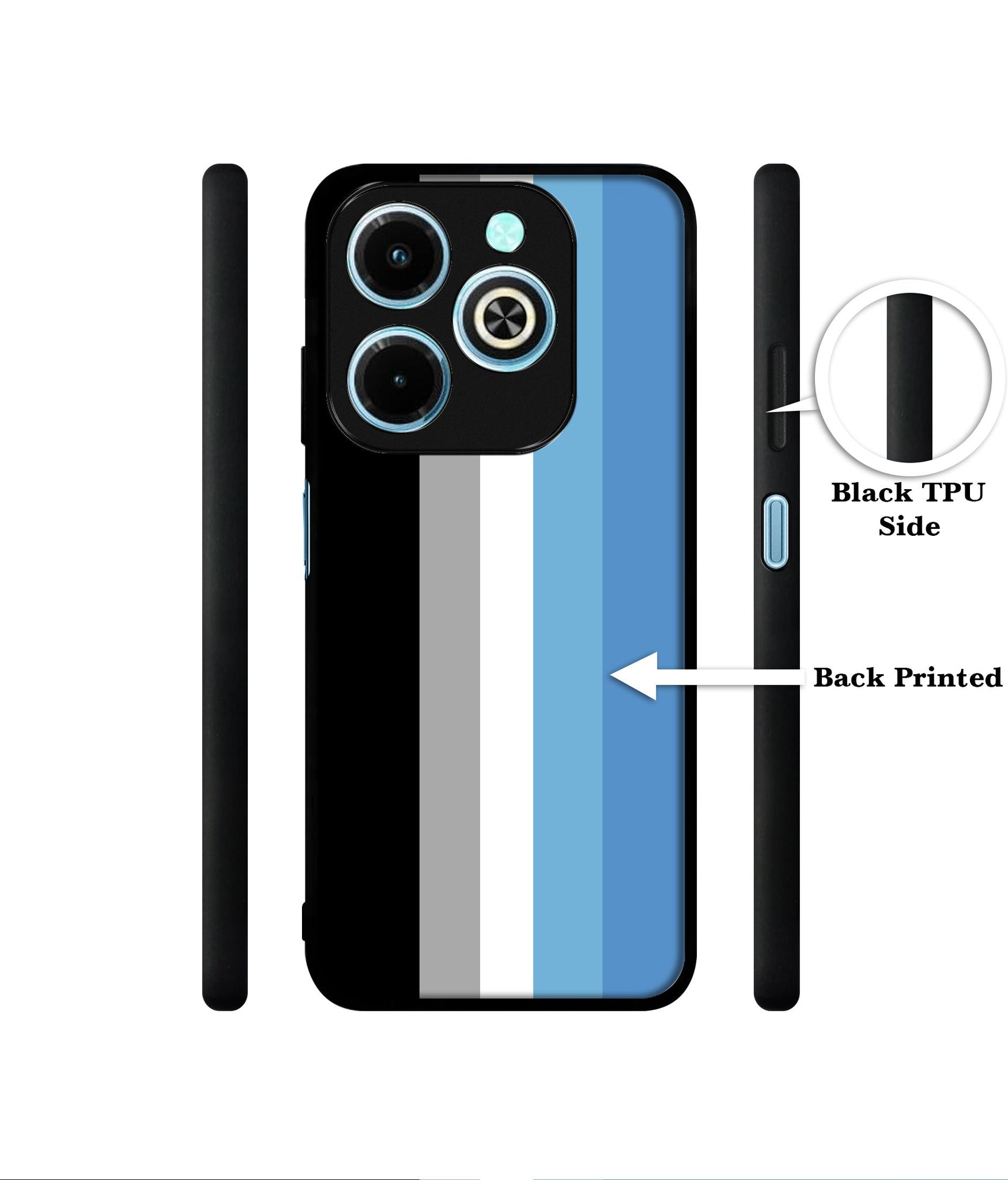 White and Blue Lines Designer 2D Printed Back Case Cover for Infinix Hot 40i 4G / Tecno Spark GO (2024) 4G