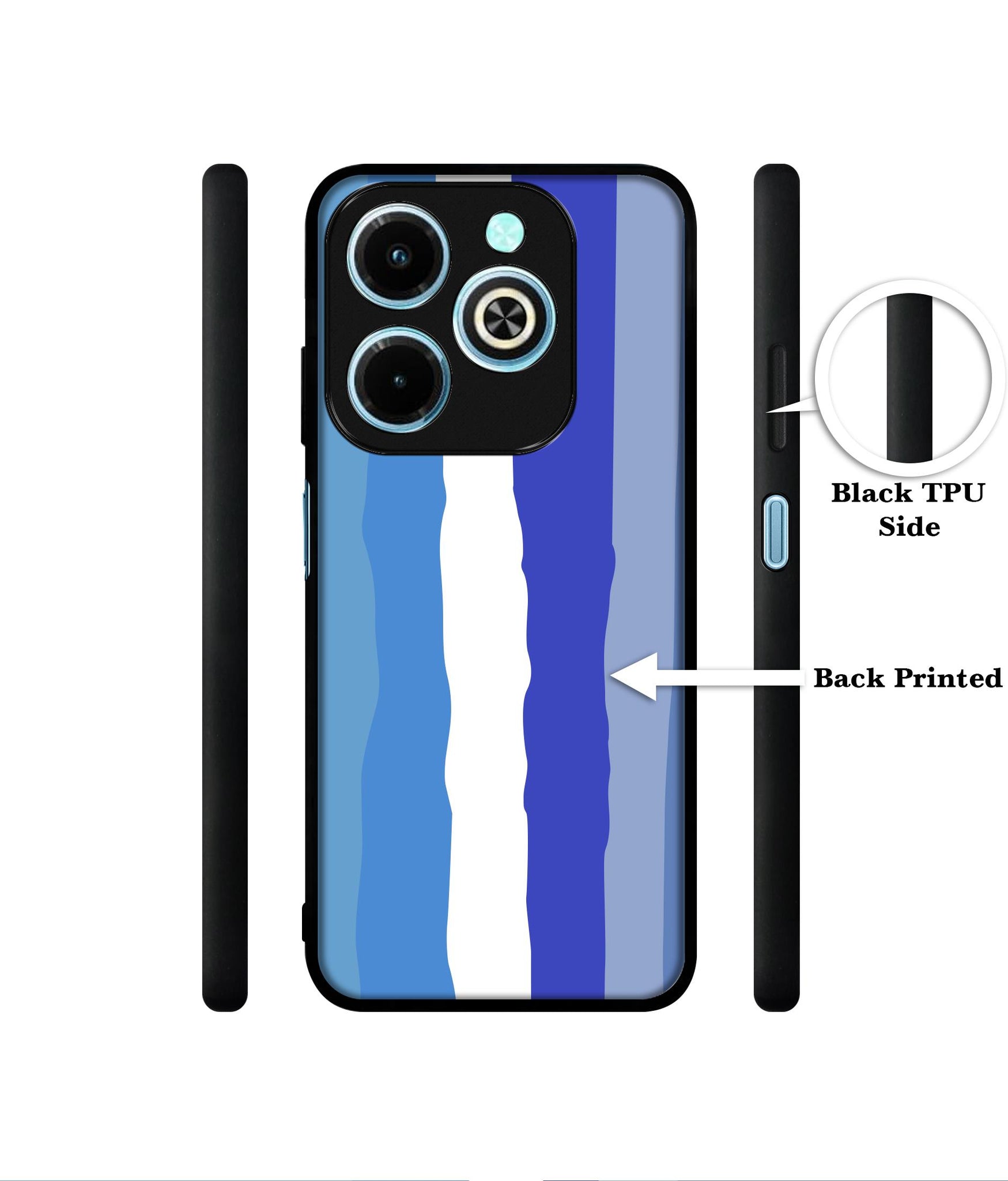 Blue Stripes Rainbow Designer 2D Printed Back Case Cover for Infinix Hot 40i 4G / Tecno Spark GO (2024) 4G