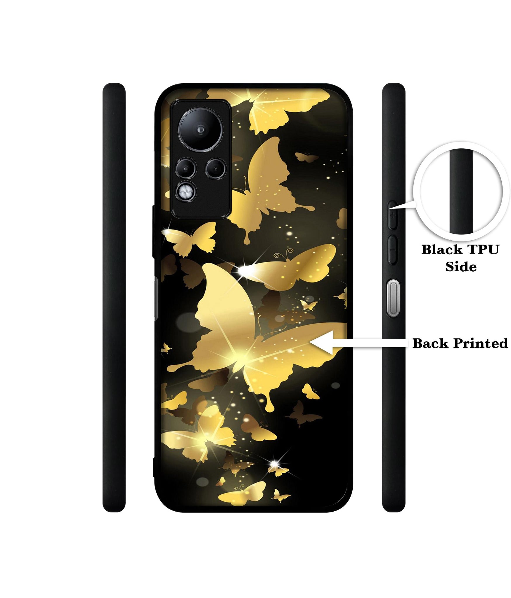 Golden Butterfly Pattern Designer 2D Printed Back Case Cover for Infinix Note 11 4G
