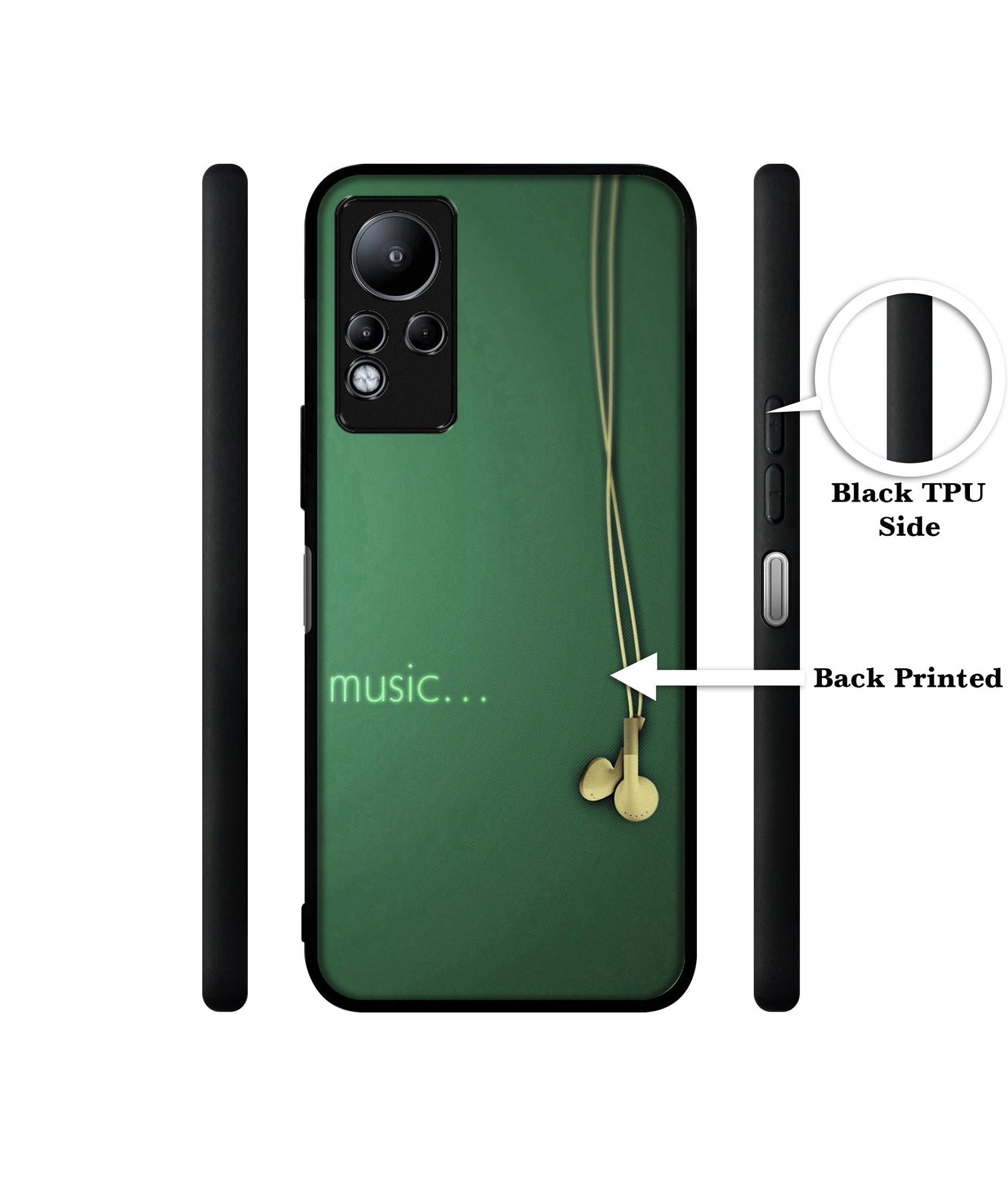 Headphone Music Designer 2D Printed Back Case Cover for Infinix Note 11 4G