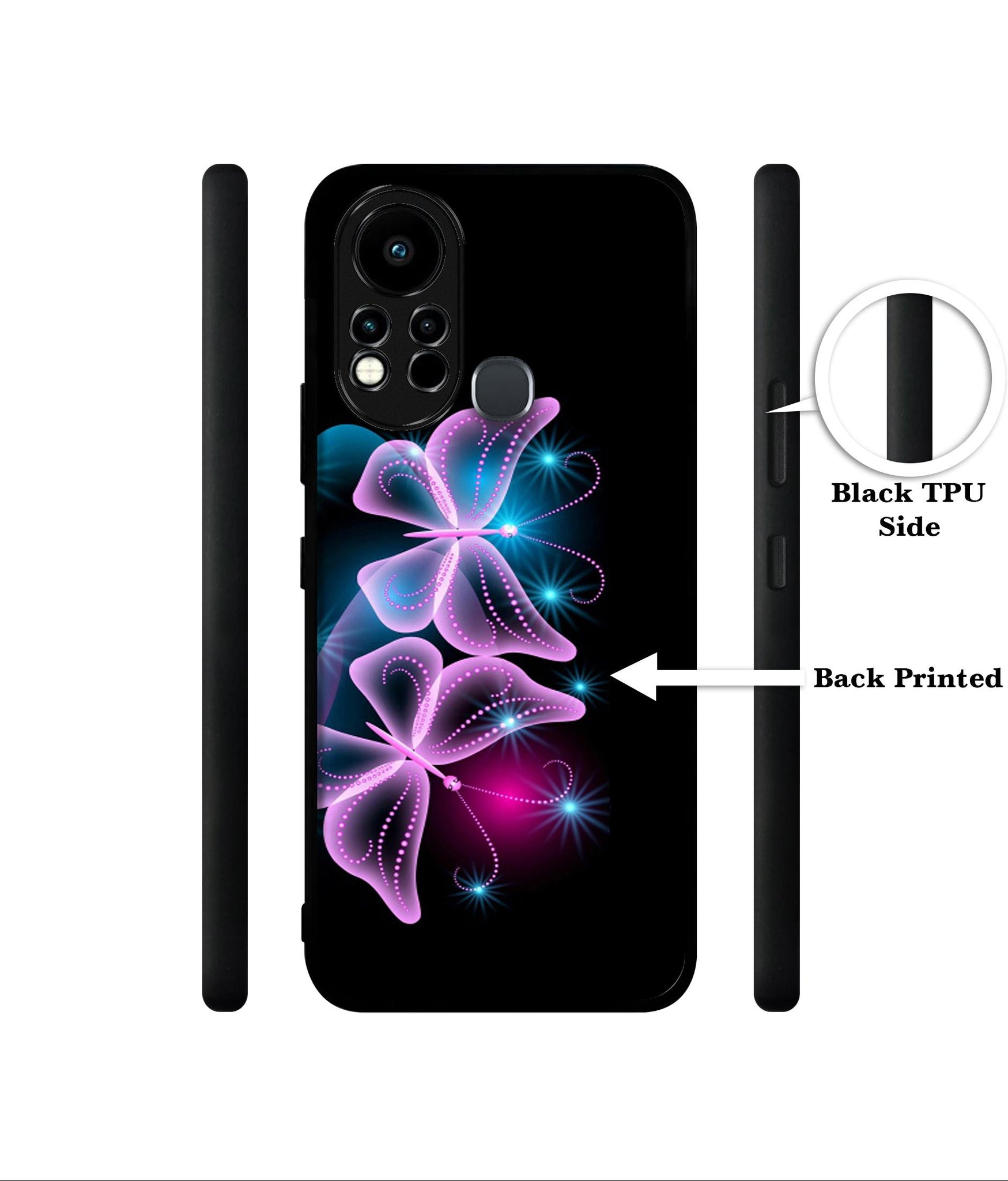 Butterflies Neon Light Designer 2D Printed Back Case Cover for Infinix Note 11s 4G / Note 11 Pro 4G