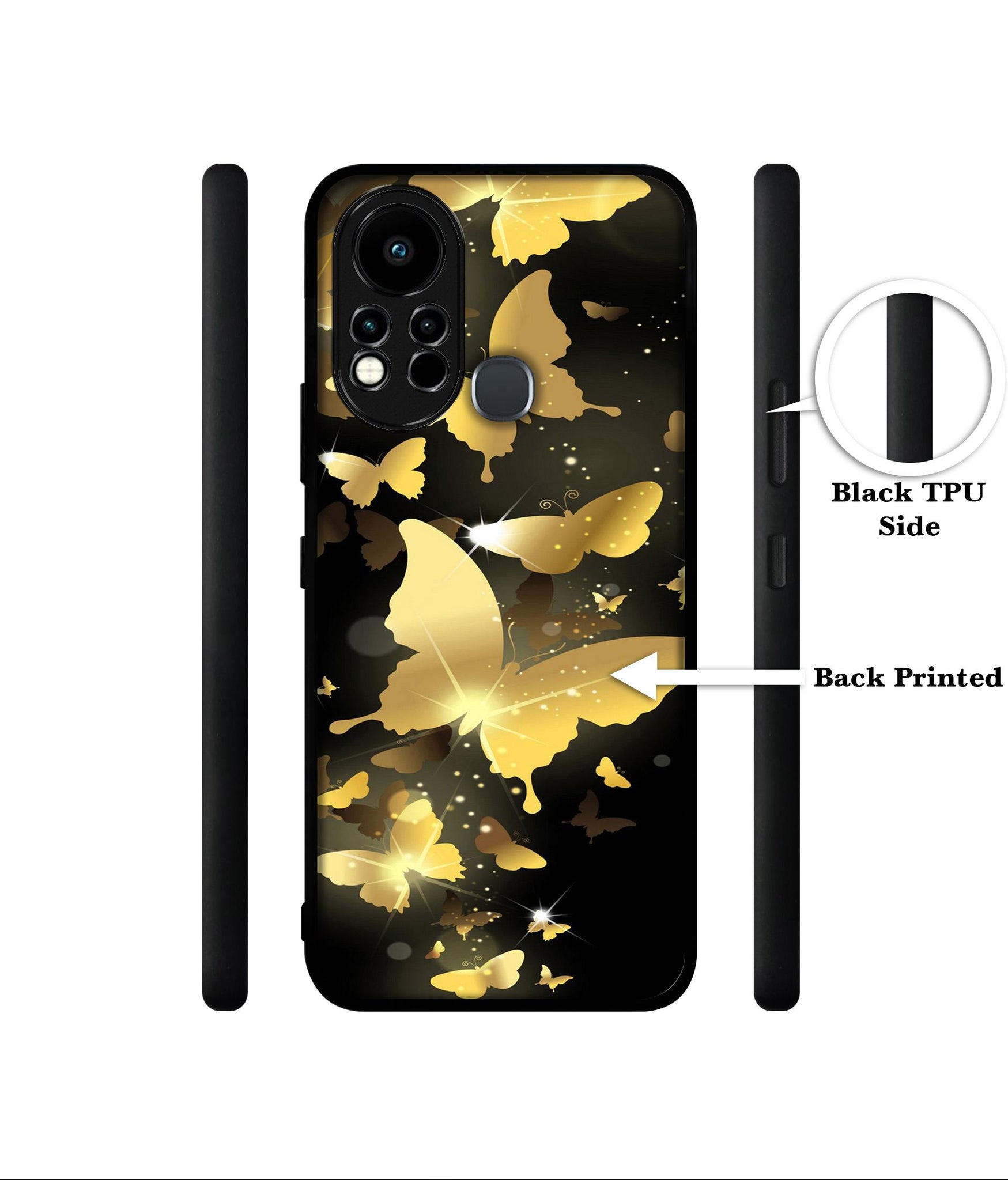 Golden Butterfly Pattern Designer 2D Printed Back Case Cover for Infinix Note 11s 4G / Note 11 Pro 4G