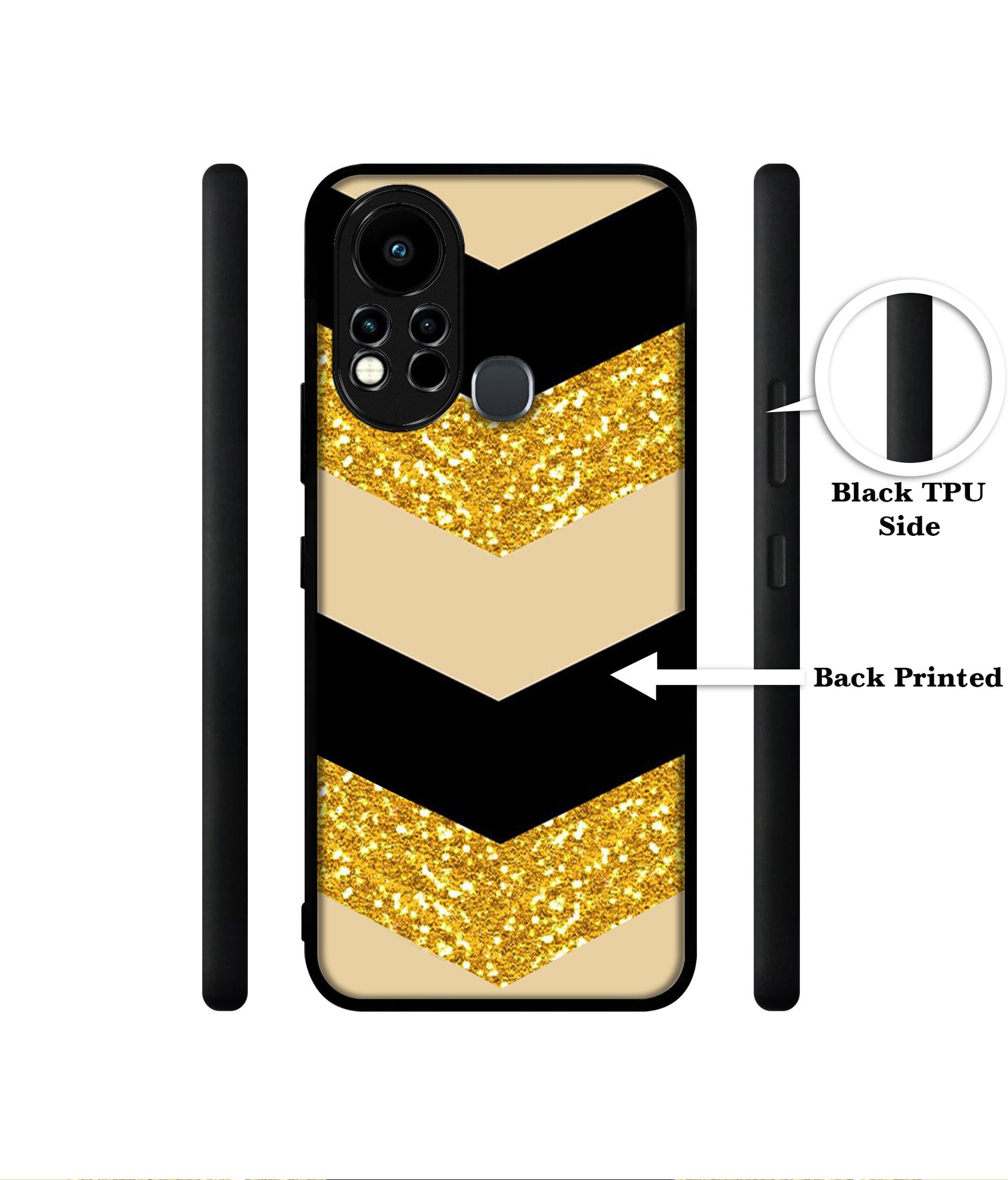 Black & Gold Designer 2D Printed Back Case Cover for Infinix Note 11s 4G / Note 11 Pro 4G