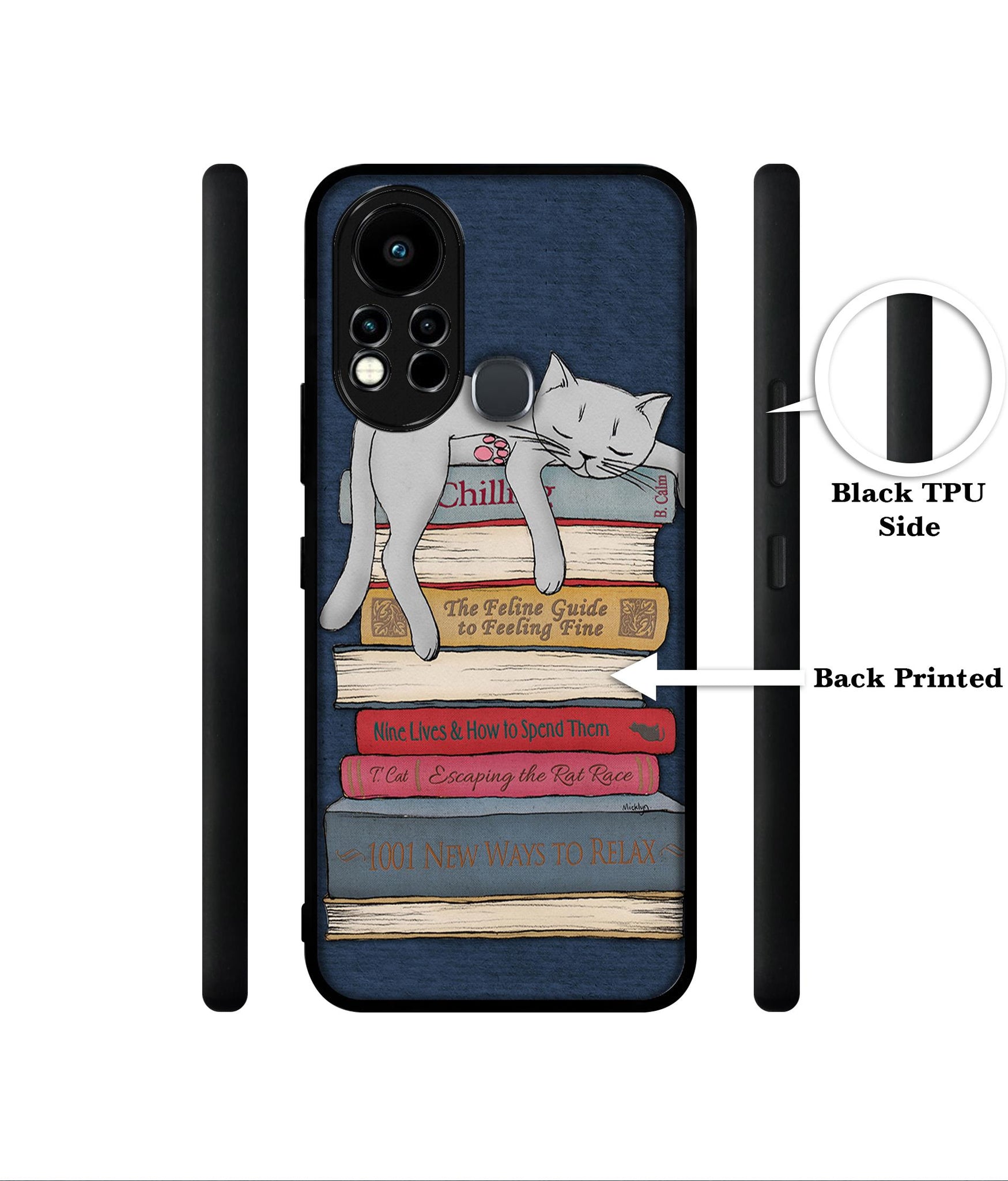 Cat Sleeping On The Books Designer 2D Printed Back Case Cover for Infinix Note 11s 4G / Note 11 Pro 4G