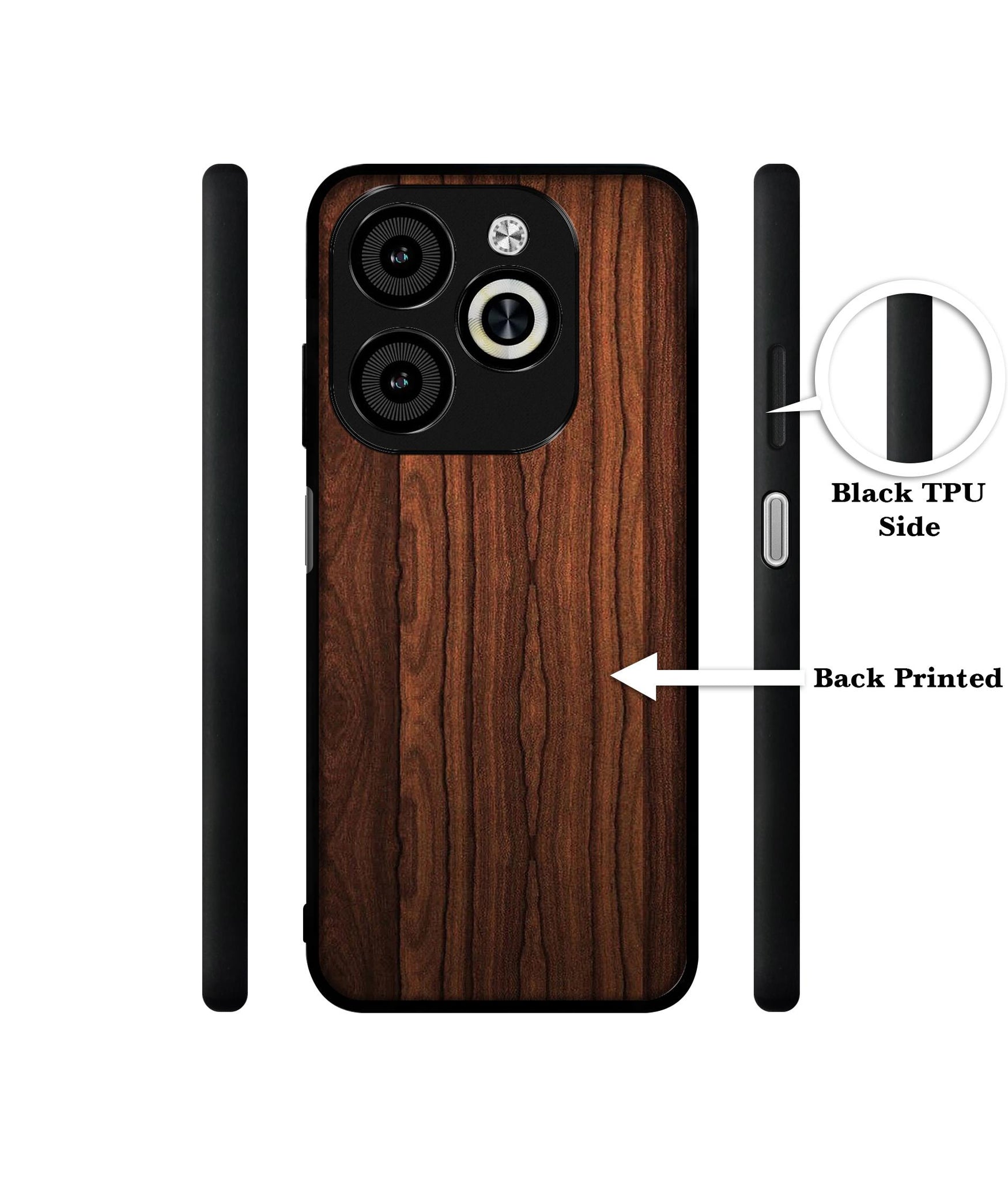 Brown Wooden Texture Designer 2D Printed Back Case Cover for Infinix Smart 8 / Smart 8 HD / Spark 20 / 20C / Itel P55 4G