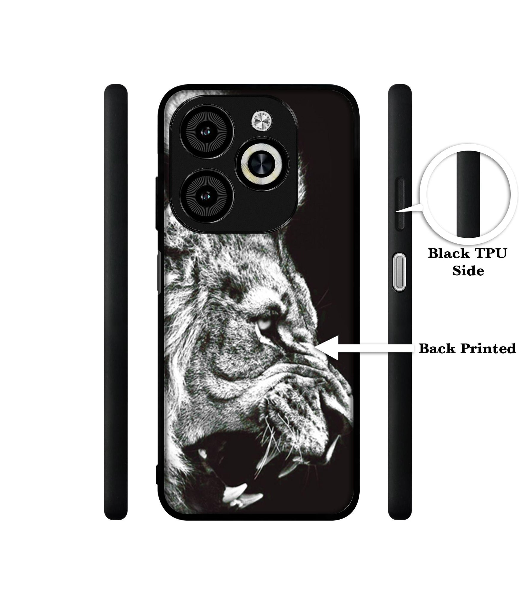 Angry Lion Designer 2D Printed Back Case Cover for Infinix Smart 8 / Smart 8 HD / Spark 20 / 20C / Itel P55 4G