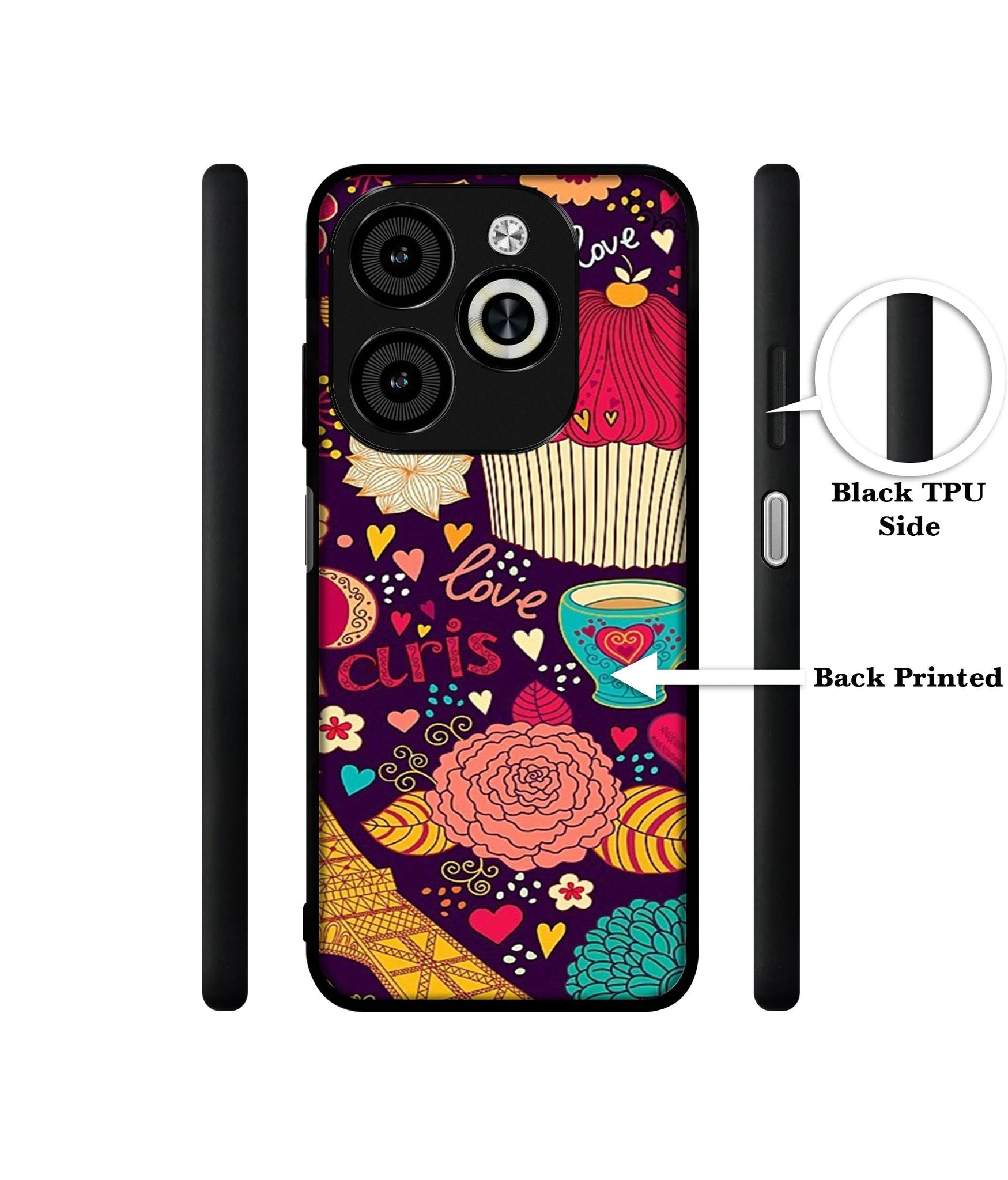 Paris Flower Love Designer 2D Printed Back Case Cover for Infinix Smart 8 / Smart 8 HD / Spark 20 / 20C / Itel P55 4G
