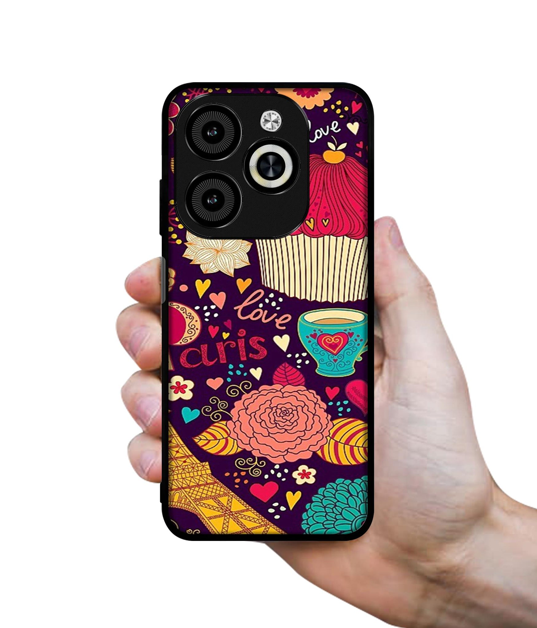 Paris Flower Love Designer 2D Printed Back Case Cover for Infinix Smart 8 / Smart 8 HD / Spark 20 / 20C / Itel P55 4G