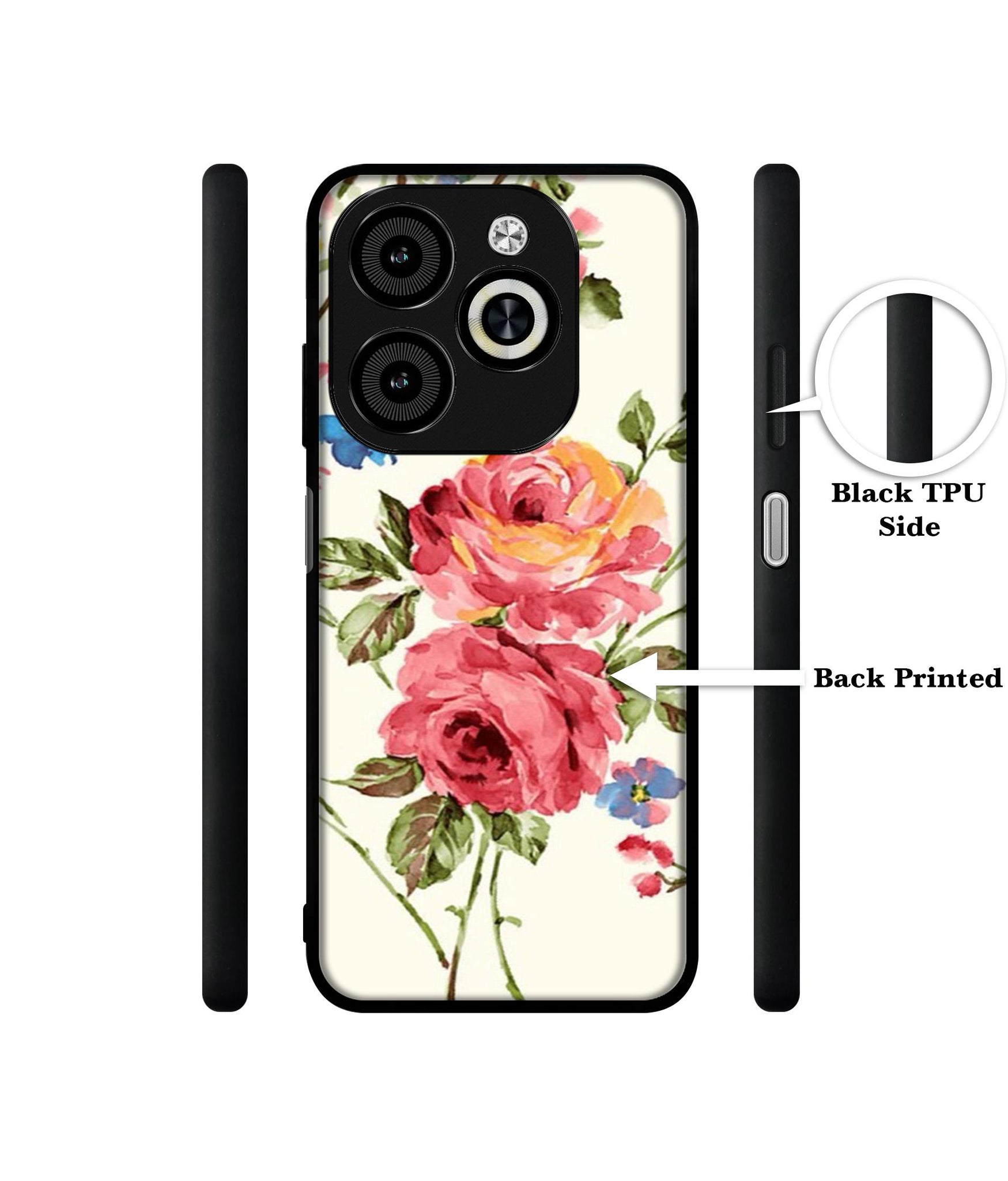 Vintage Painting Flower Designer 2D Printed Back Case Cover for Infinix Smart 8 / Smart 8 HD / Spark 20 / 20C / Itel P55 4G
