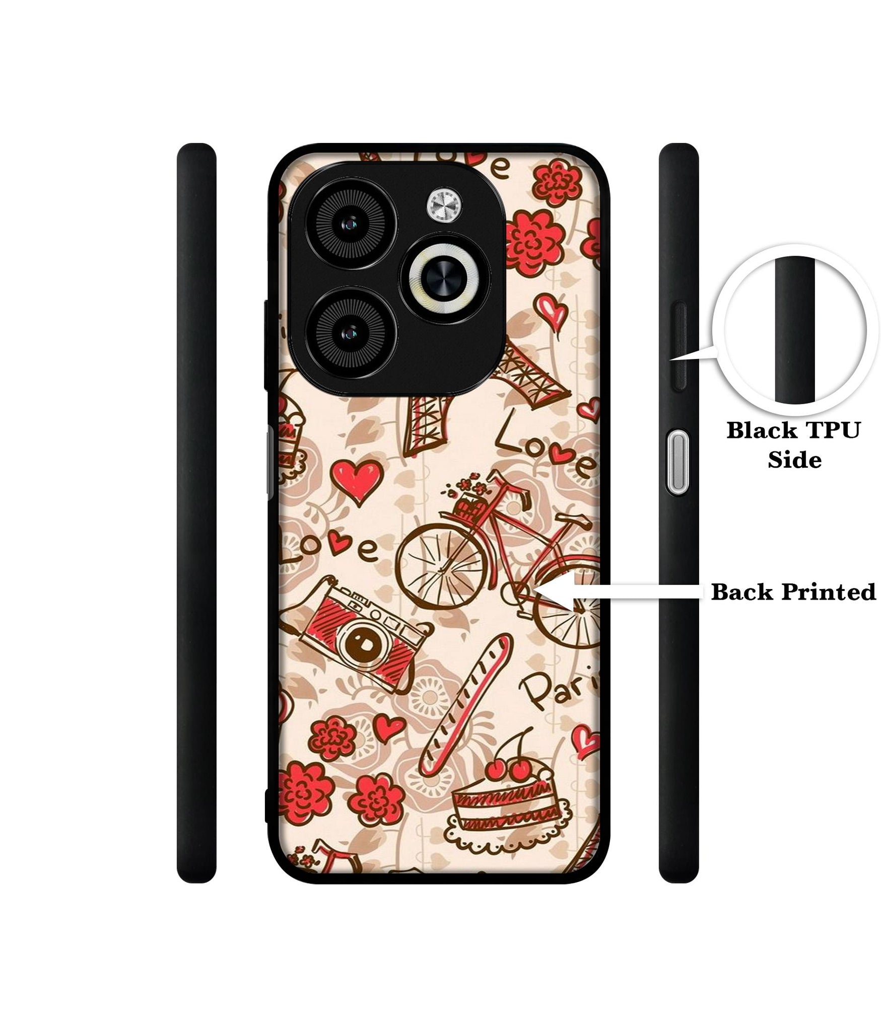 Vintage Paris Designer 2D Printed Back Case Cover for Infinix Smart 8 / Smart 8 HD / Spark 20 / 20C / Itel P55 4G