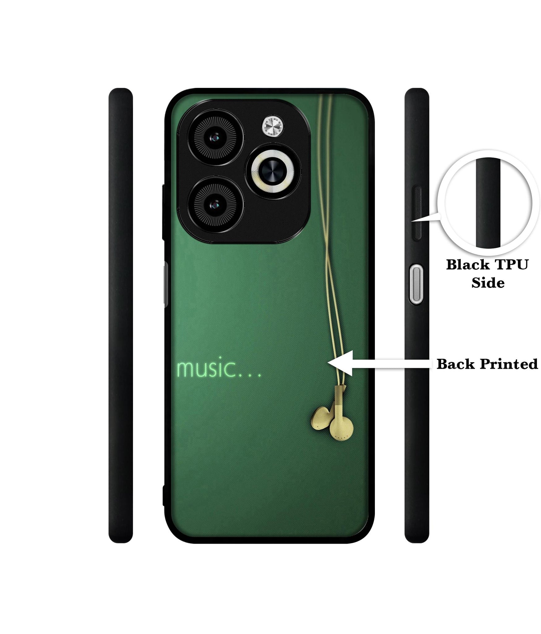 Headphone Music Designer 2D Printed Back Case Cover for Infinix Smart 8 / Smart 8 HD / Spark 20 / 20C / Itel P55 4G