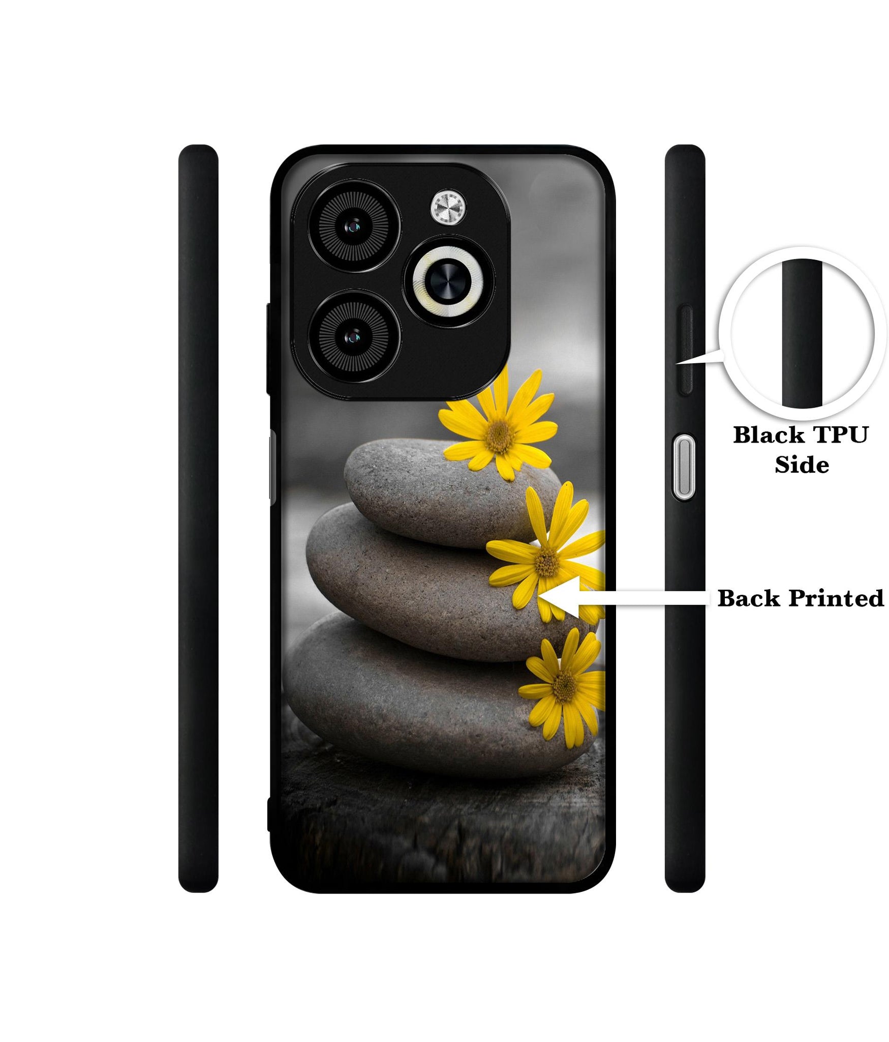 Stones And Flower Designer 2D Printed Back Case Cover for Infinix Smart 8 / Smart 8 HD / Spark 20 / 20C / Itel P55 4G