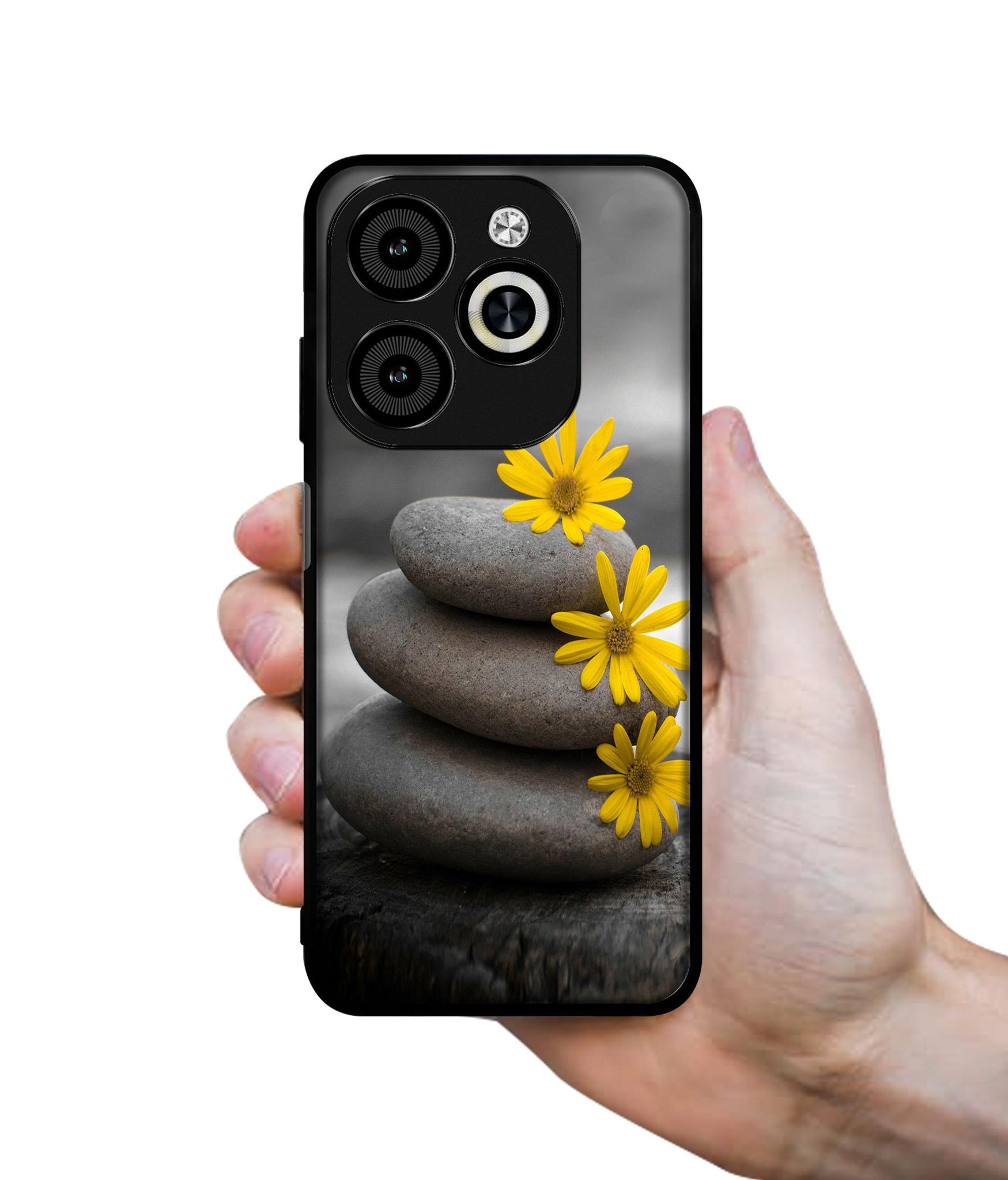 Stones And Flower Designer 2D Printed Back Case Cover for Infinix Smart 8 / Smart 8 HD / Spark 20 / 20C / Itel P55 4G