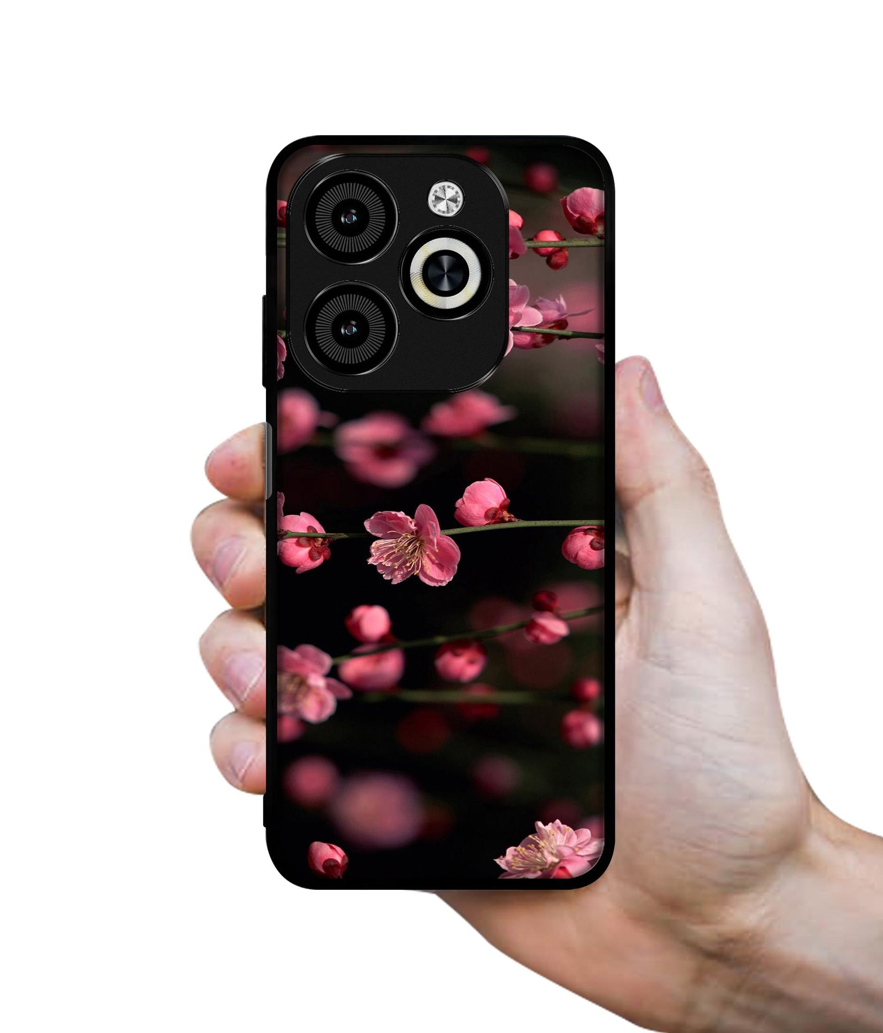 Pink Flowers Designer 2D Printed Back Case Cover for Infinix Smart 8 / Smart 8 HD / Spark 20 / 20C / Itel P55 4G