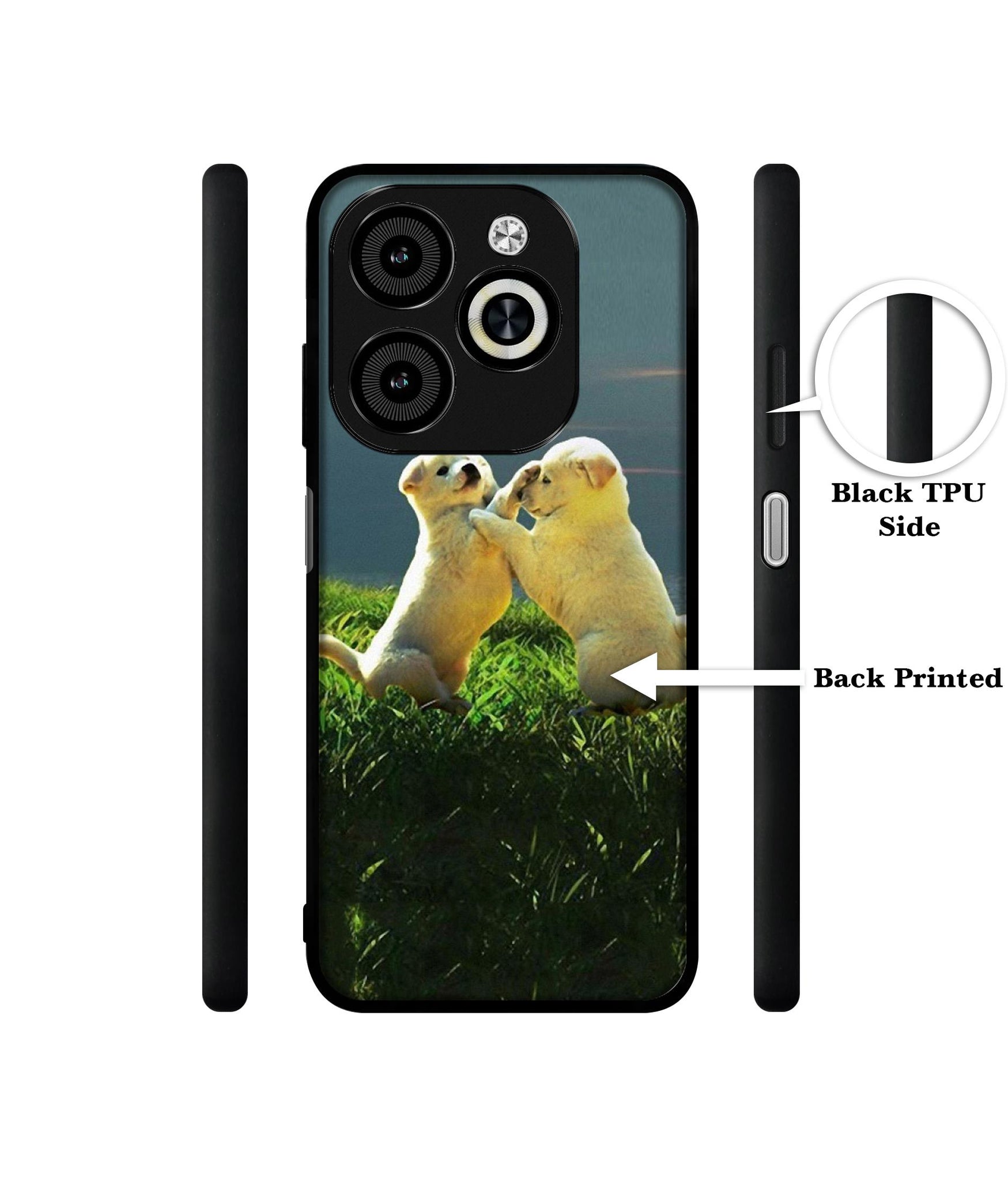 Puppy Couple Sunset Designer 2D Printed Back Case Cover for Infinix Smart 8 / Smart 8 HD / Spark 20 / 20C / Itel P55 4G