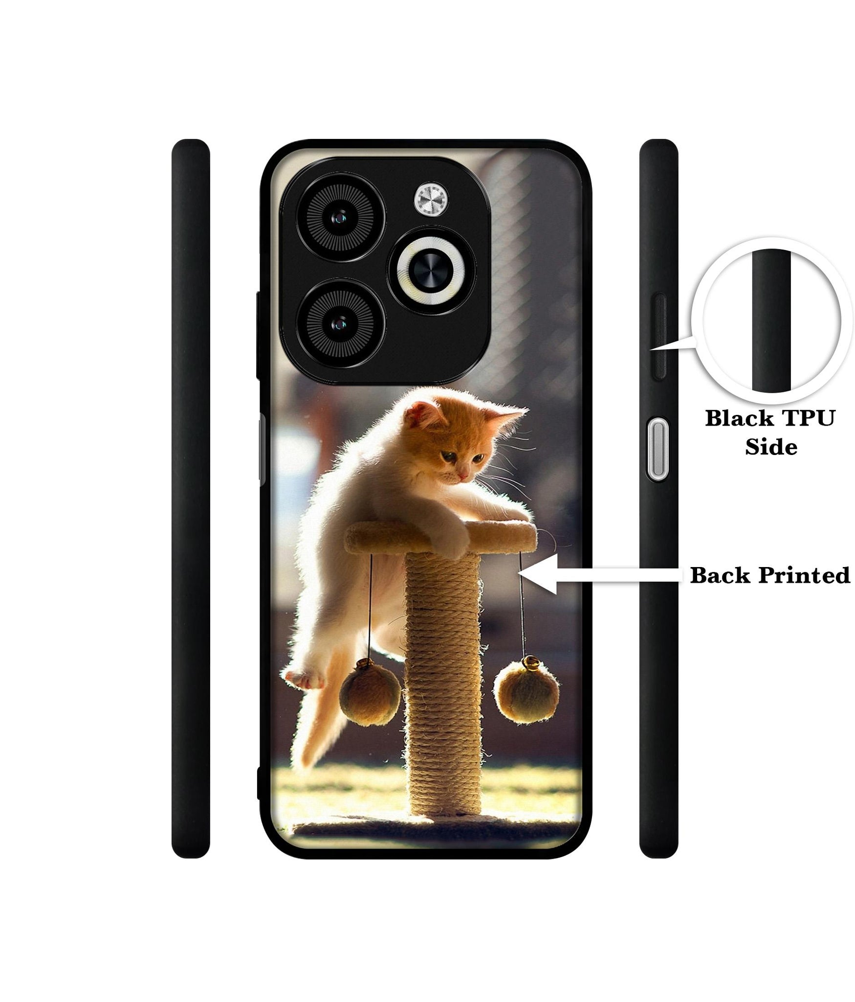 Cat Climbing Designer 2D Printed Back Case Cover for Infinix Smart 8 / Smart 8 HD / Spark 20 / 20C / Itel P55 4G