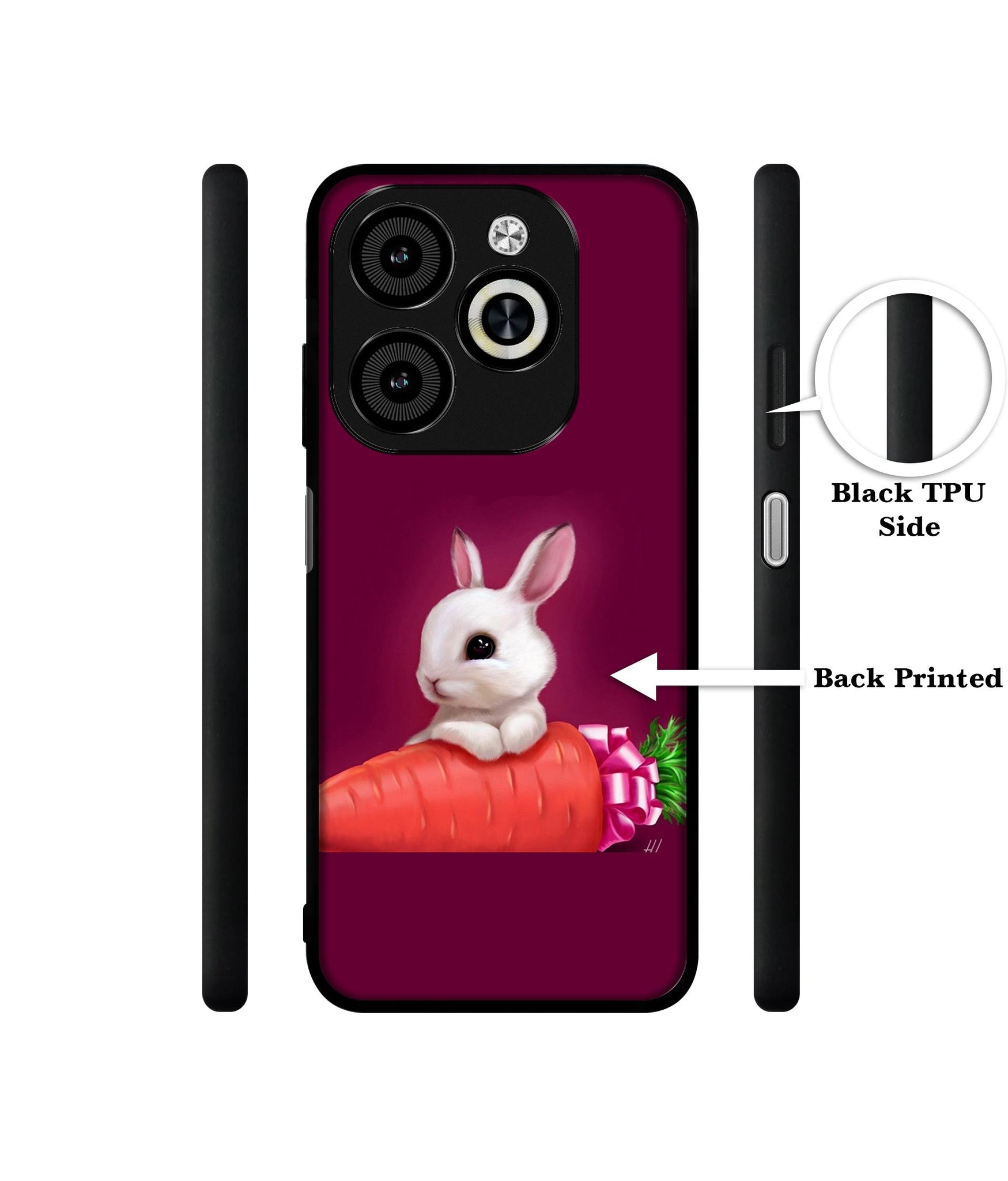 Bunny With Carrot Designer 2D Printed Back Case Cover for Infinix Smart 8 / Smart 8 HD / Spark 20 / 20C / Itel P55 4G