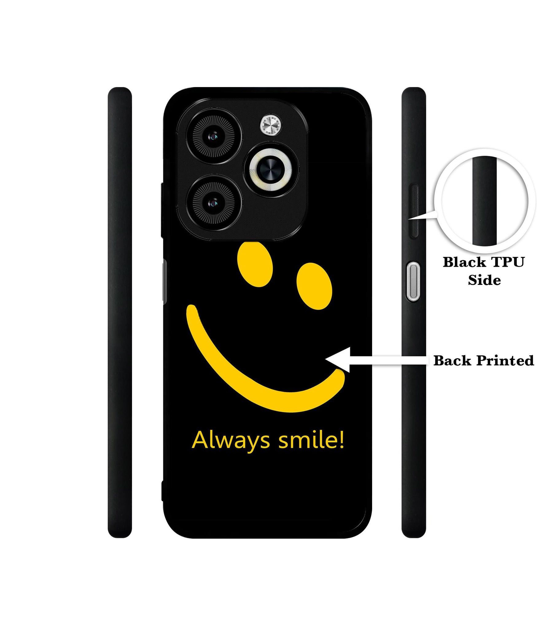 Always Smile Quote Designer 2D Printed Back Case Cover for Infinix Smart 8 / Smart 8 HD / Spark 20 / 20C / Itel P55 4G