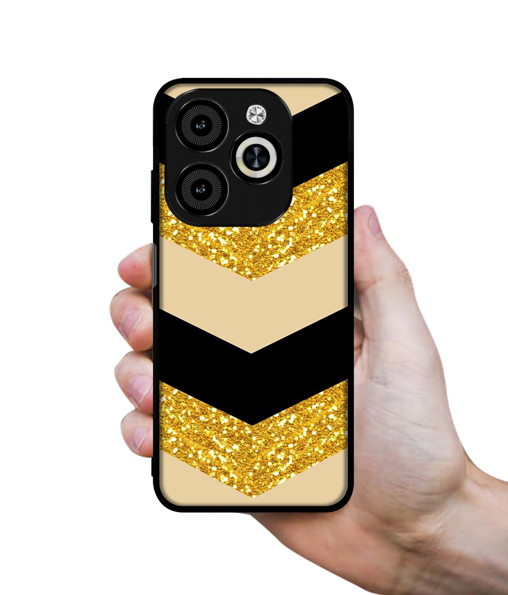 Black & Gold Designer 2D Printed Back Case Cover for Infinix Smart 8 / Smart 8 HD / Spark 20 / 20C / Itel P55 4G