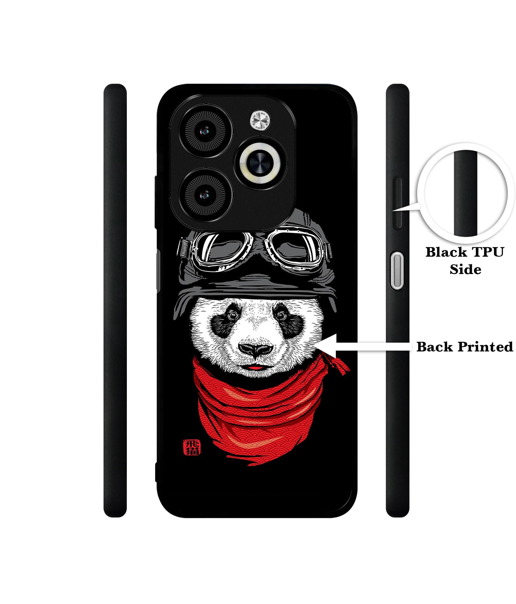 Biker Panda Designer 2D Printed Back Case Cover for Infinix Smart 8 / Smart 8 HD / Spark 20 / 20C / Itel P55 4G