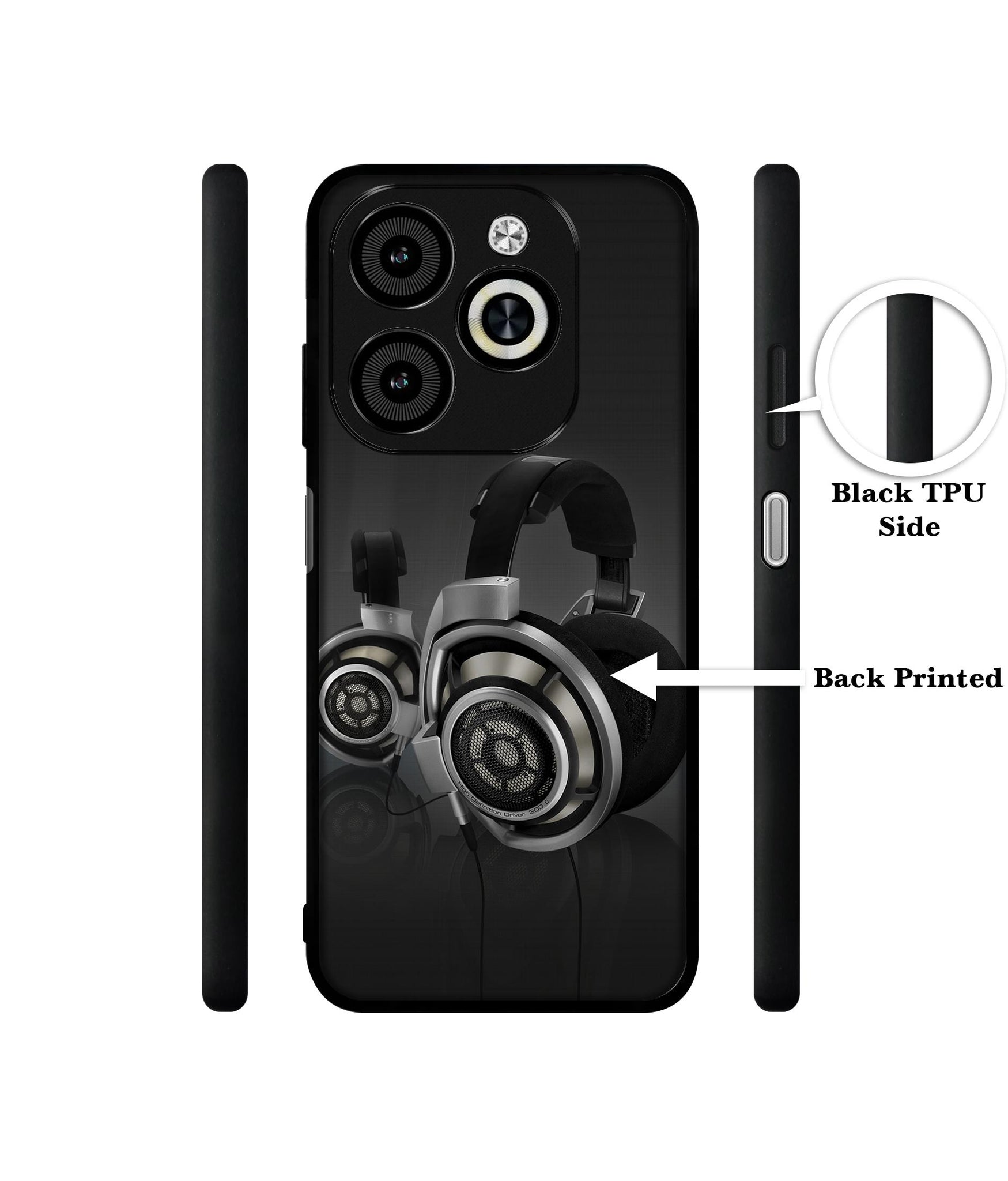 Head Phone Designer 2D Printed Back Case Cover for Infinix Smart 8 / Smart 8 HD / Spark 20 / 20C / Itel P55 4G