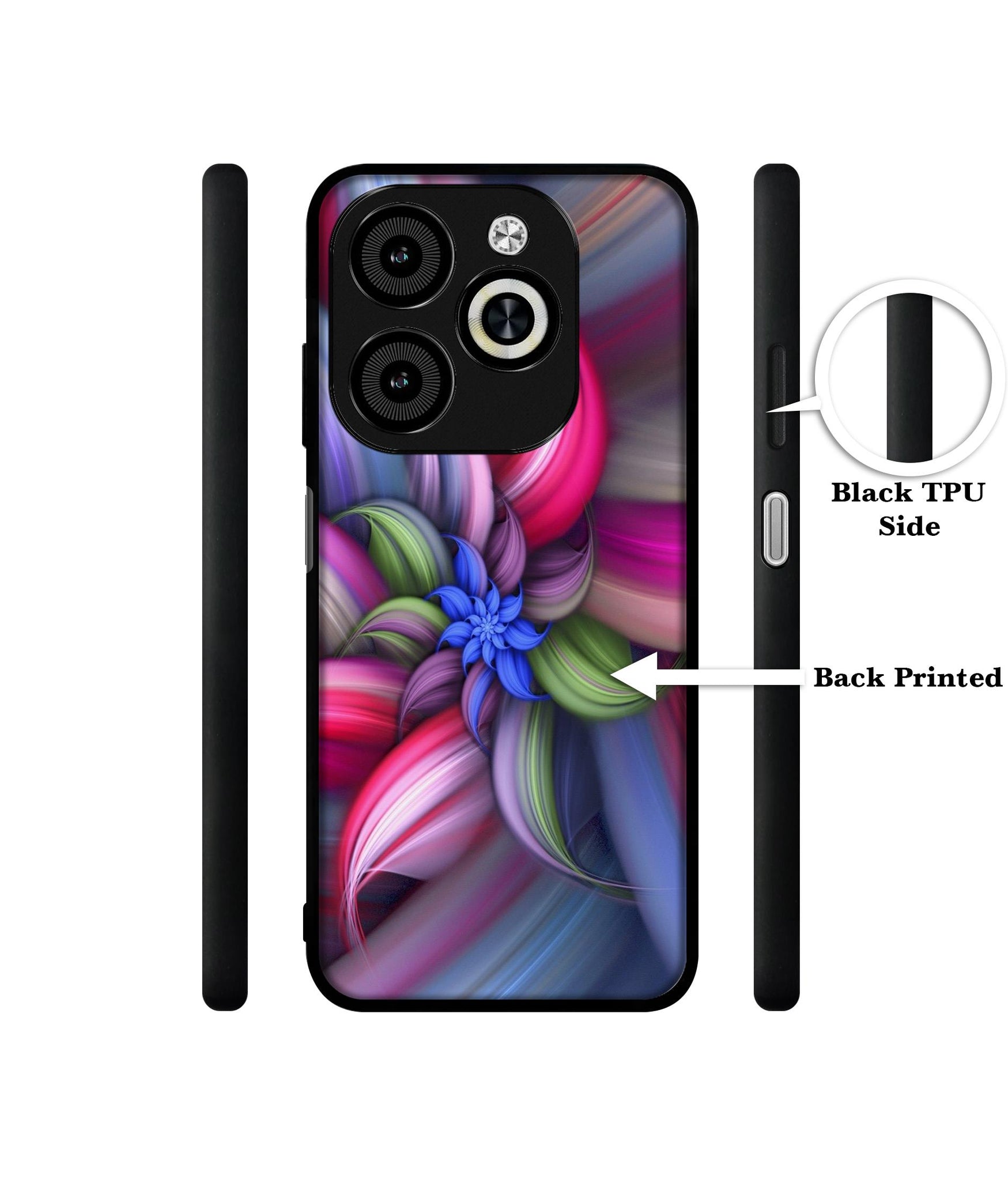 Colorful Flower Designer 2D Printed Back Case Cover for Infinix Smart 8 / Smart 8 HD / Spark 20 / 20C / Itel P55 4G