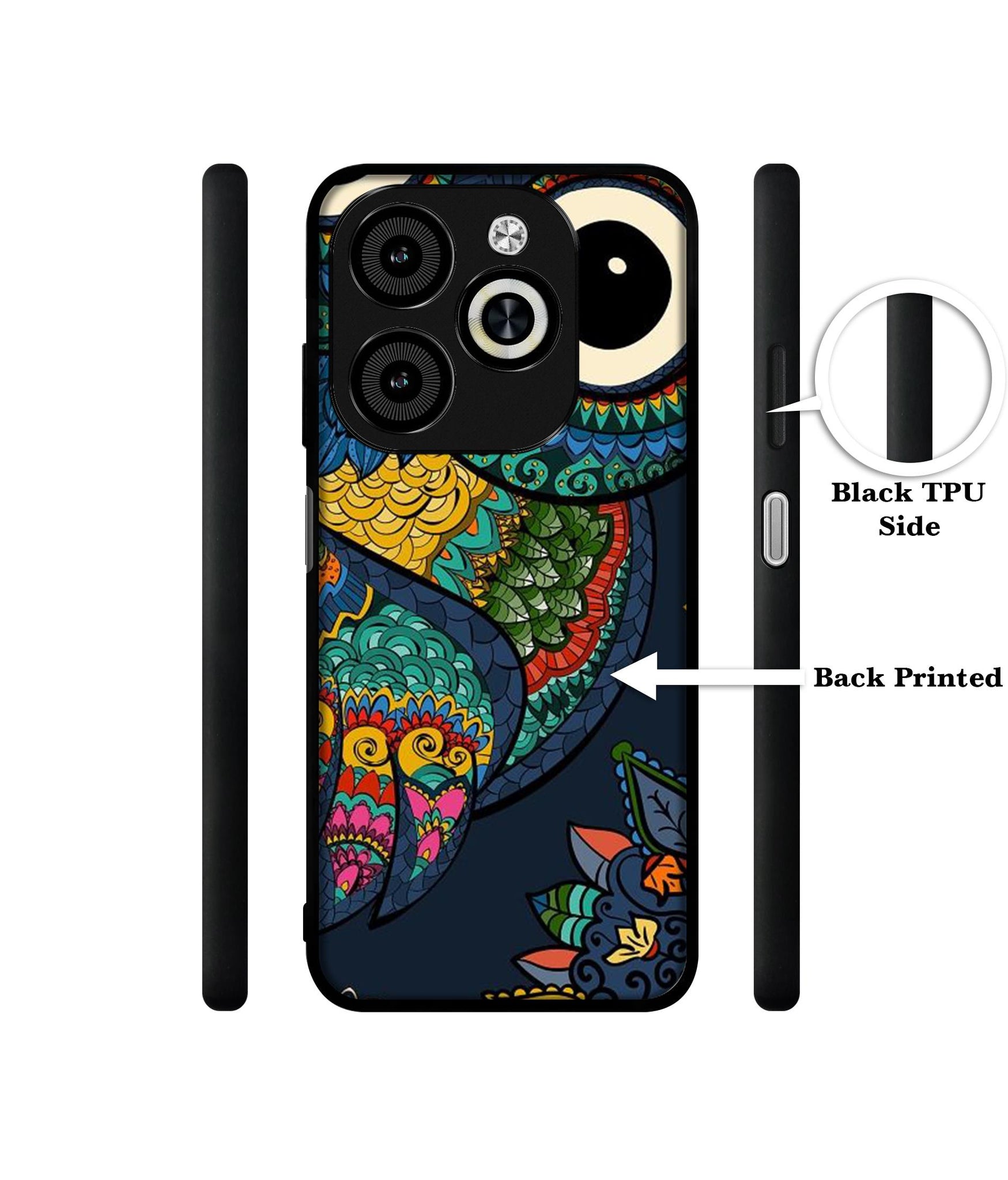 Owl Illustration Designer 2D Printed Back Case Cover for Infinix Smart 8 / Smart 8 HD / Spark 20 / 20C / Itel P55 4G
