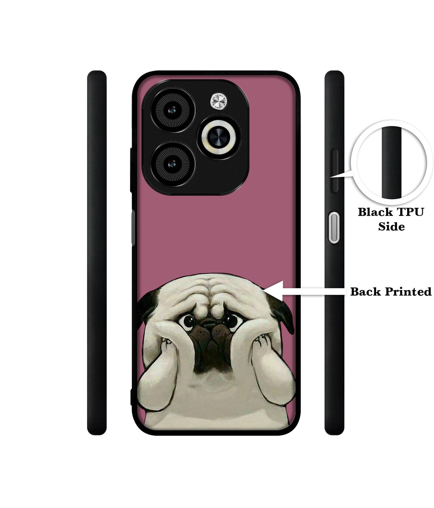 Cute Pug Holding Big Cheeks Designer 2D Printed Back Case Cover for Infinix Smart 8 / Smart 8 HD / Spark 20 / 20C / Itel P55 4G