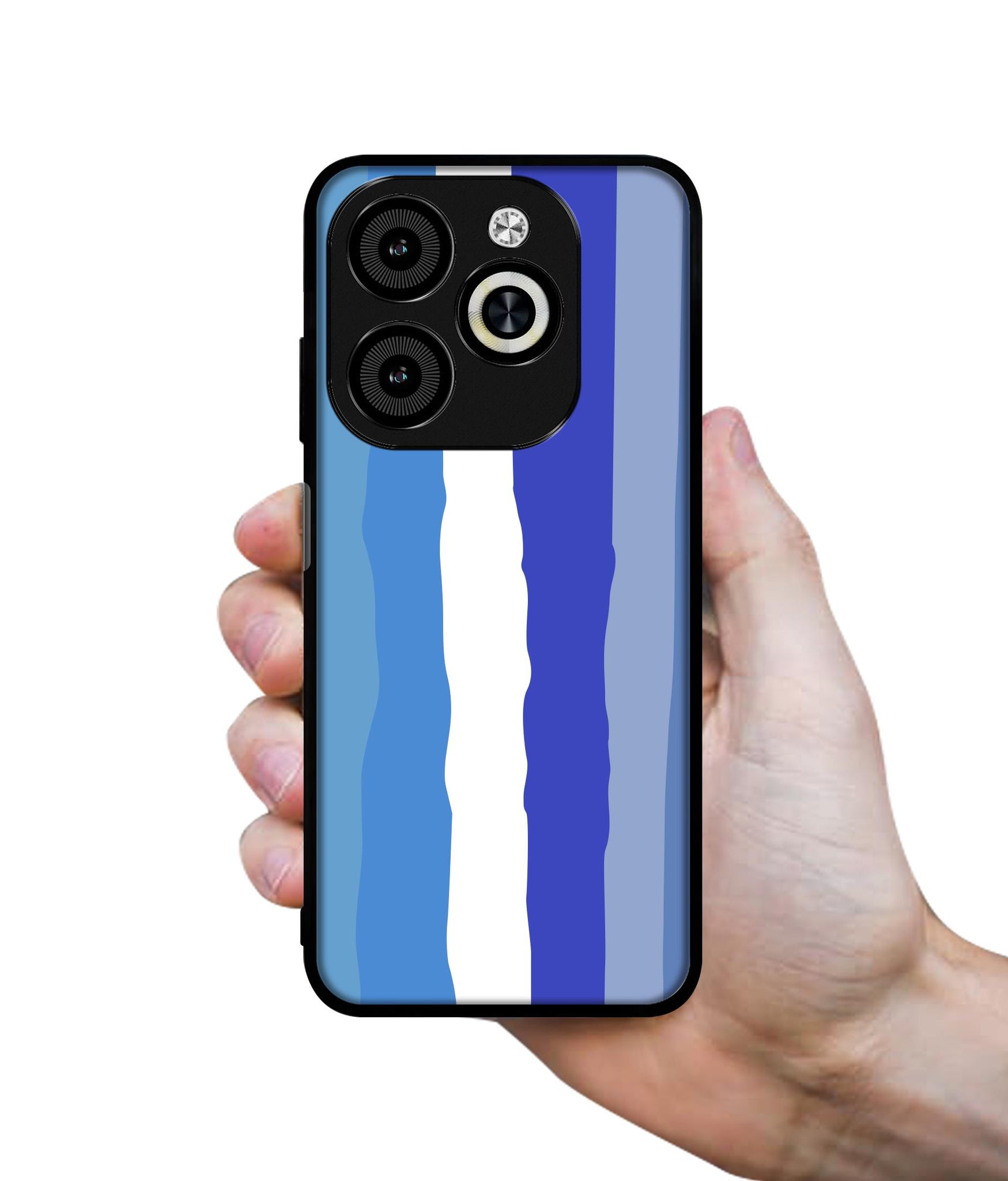 Blue Stripes Rainbow Designer 2D Printed Back Case Cover for Infinix Smart 8 / Smart 8 HD / Spark 20 / 20C / Itel P55 4G