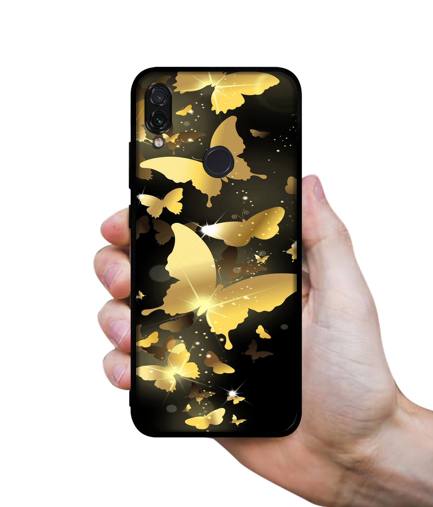 Golden Butterfly Pattern Designer 2D Printed Back Case Cover for Mi Redmi Note 7 4G / Note 7 Pro 4G / Note 7S 4G