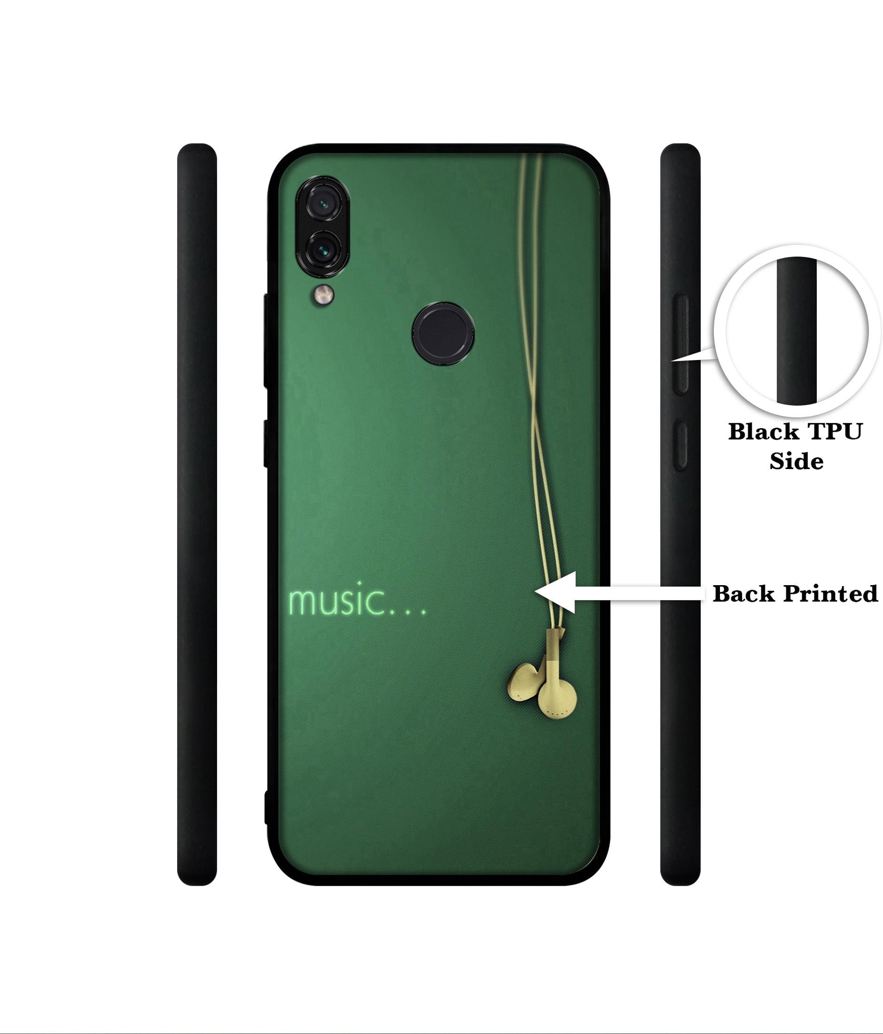 Headphone Music Designer 2D Printed Back Case Cover for Mi Redmi Note 7 4G / Note 7 Pro 4G / Note 7S 4G