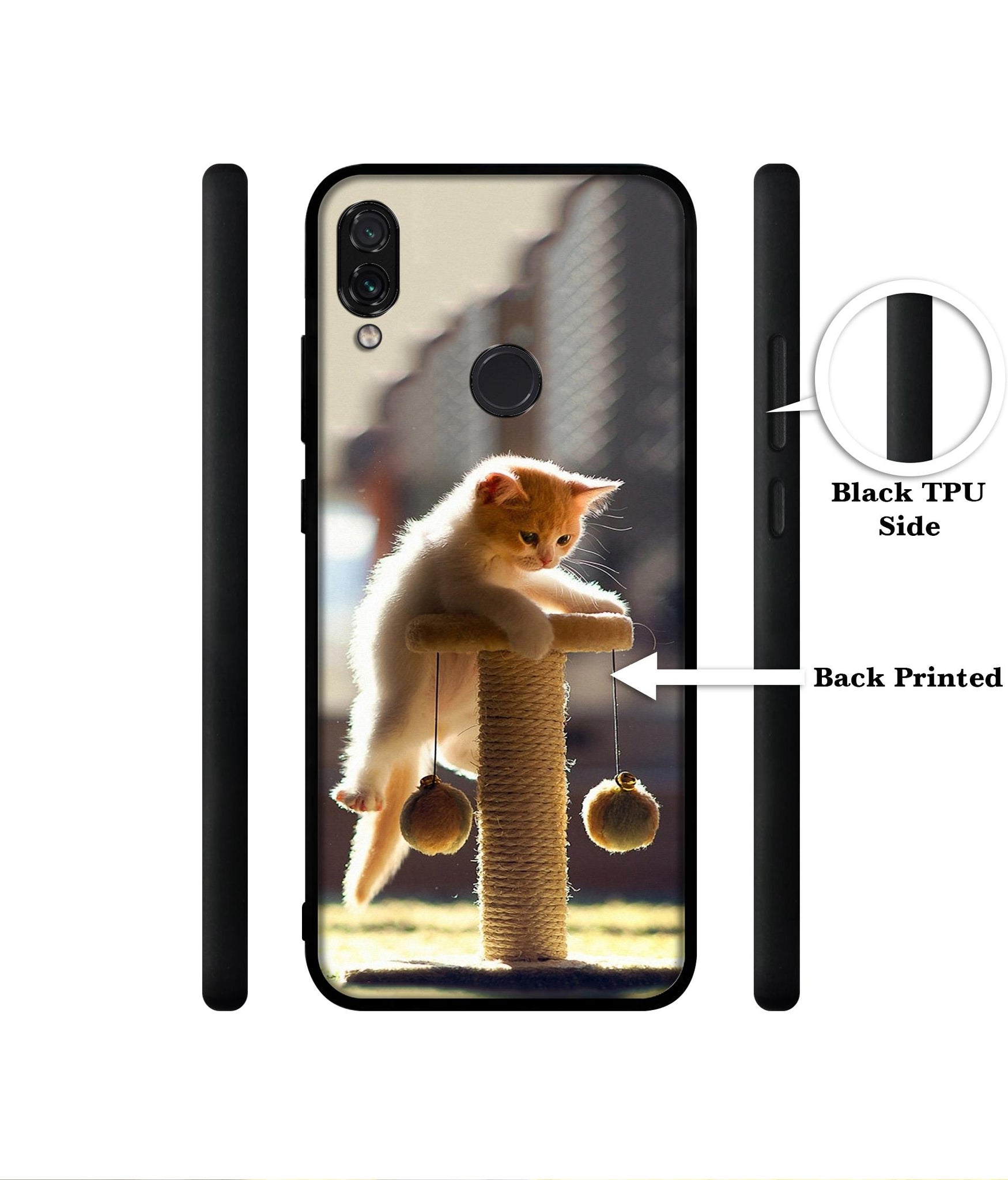 Cat Climbing Designer 2D Printed Back Case Cover for Mi Redmi Note 7 4G / Note 7 Pro 4G / Note 7S 4G