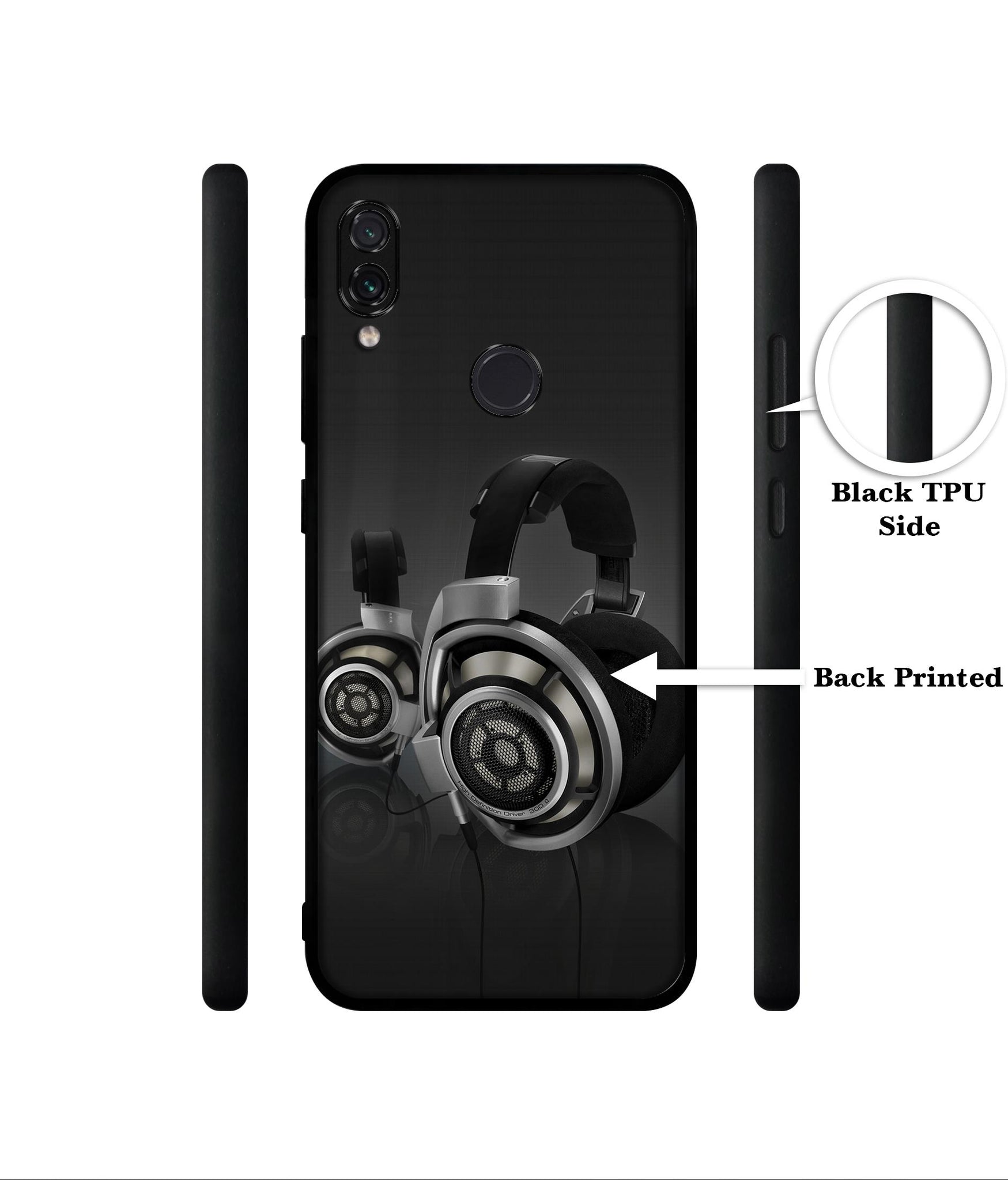 Head Phone Designer 2D Printed Back Case Cover for Mi Redmi Note 7 4G / Note 7 Pro 4G / Note 7S 4G