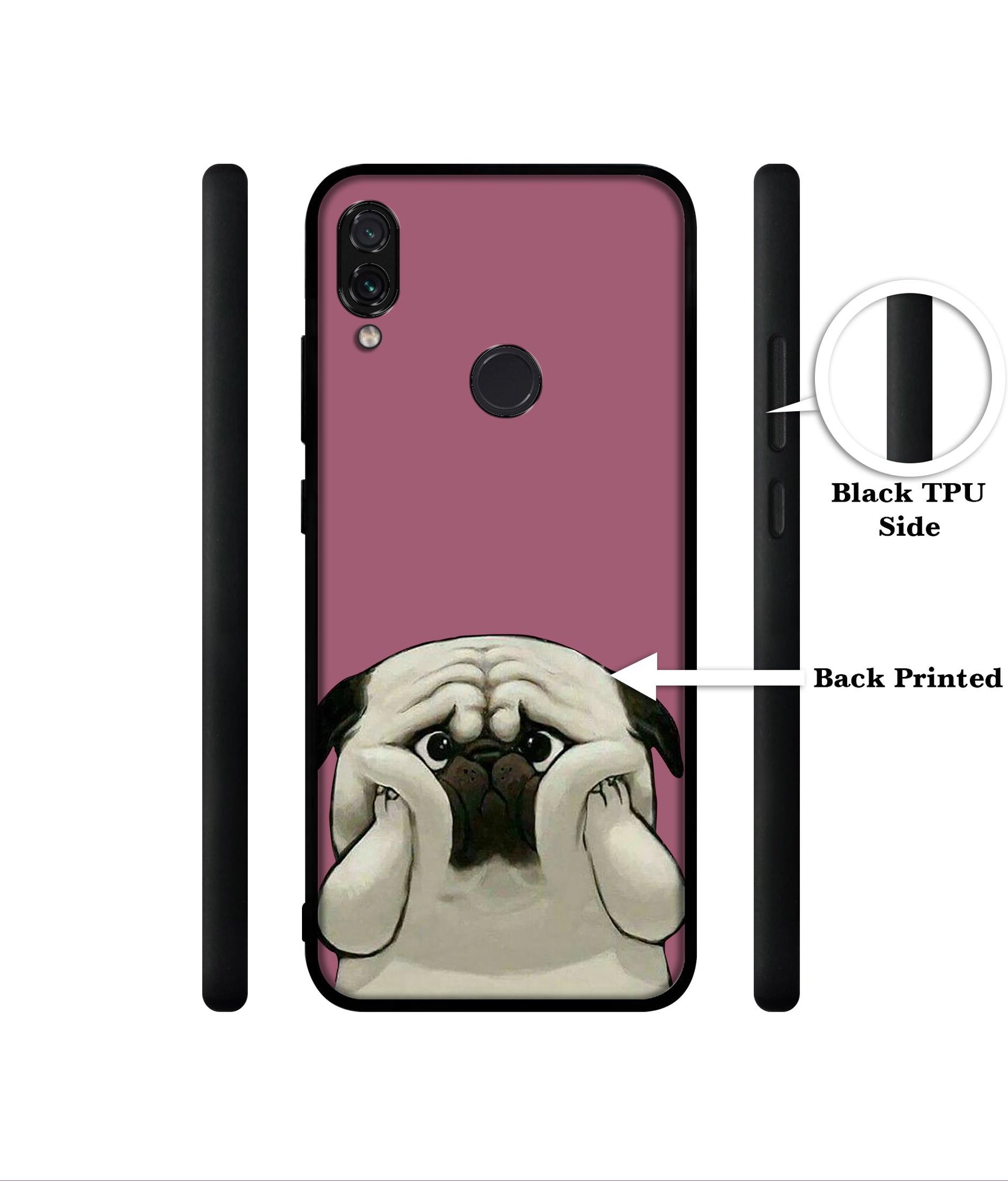 Cute Pug Holding Big Cheeks Designer 2D Printed Back Case Cover for Mi Redmi Note 7 4G / Note 7 Pro 4G / Note 7S 4G