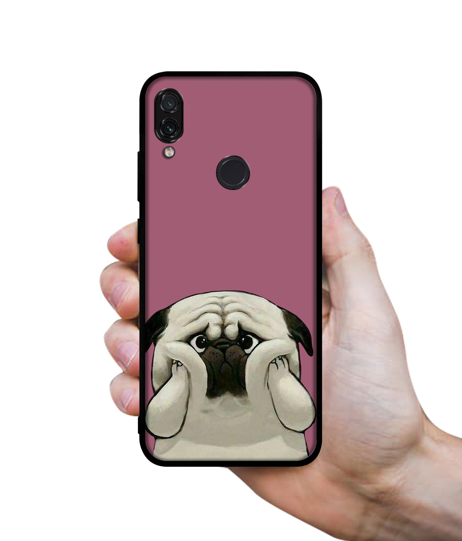 Cute Pug Holding Big Cheeks Designer 2D Printed Back Case Cover for Mi Redmi Note 7 4G / Note 7 Pro 4G / Note 7S 4G