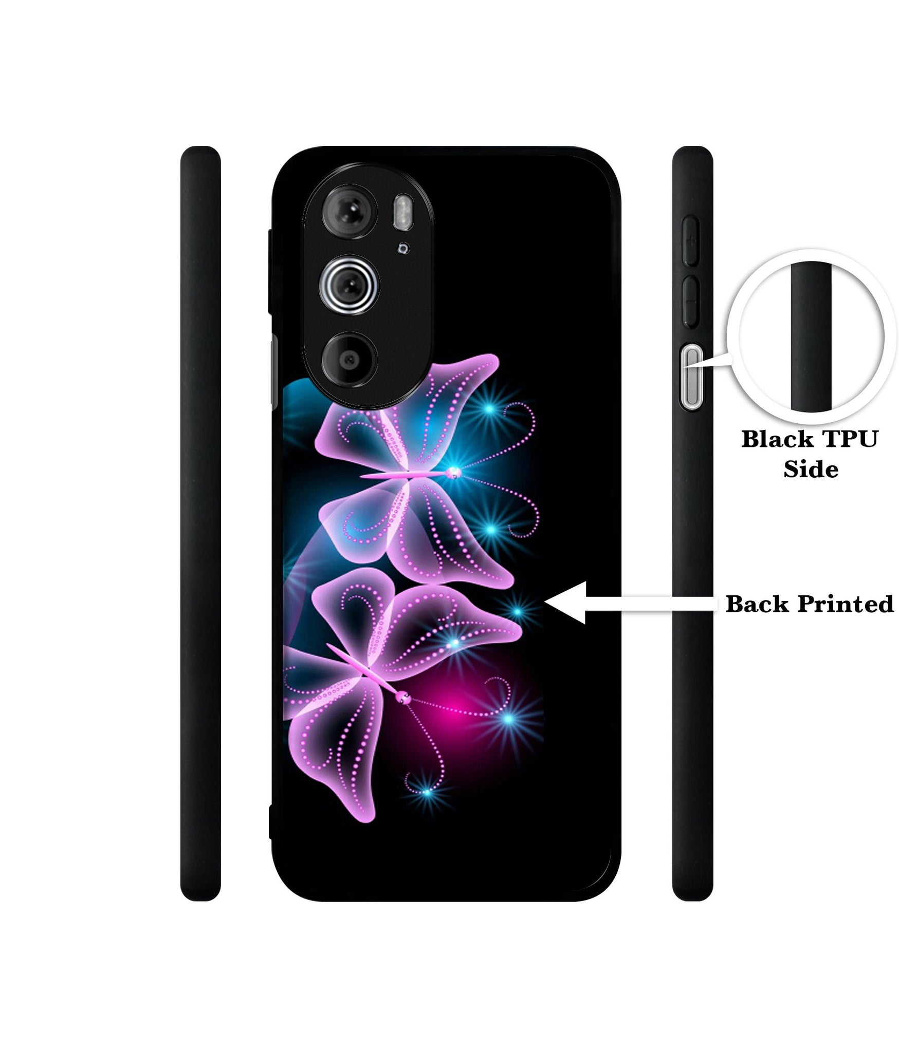 Butterflies Neon Light Designer 2D Printed Back Case Cover for Motorola edge 30 Pro 5G