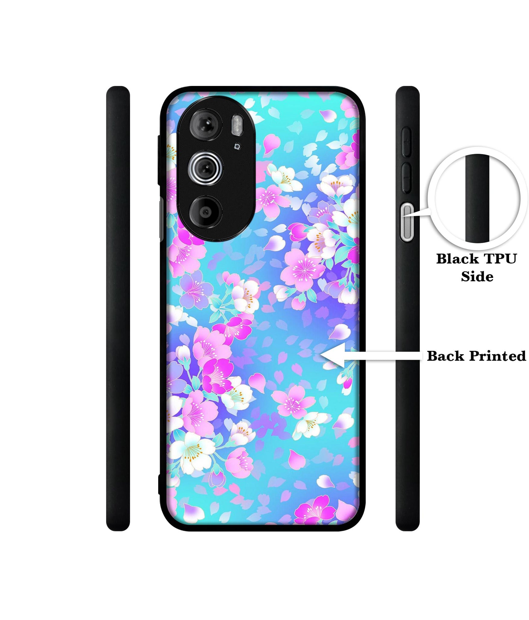 Floral Blue Pattern Designer 2D Printed Back Case Cover for Motorola edge 30 Pro 5G