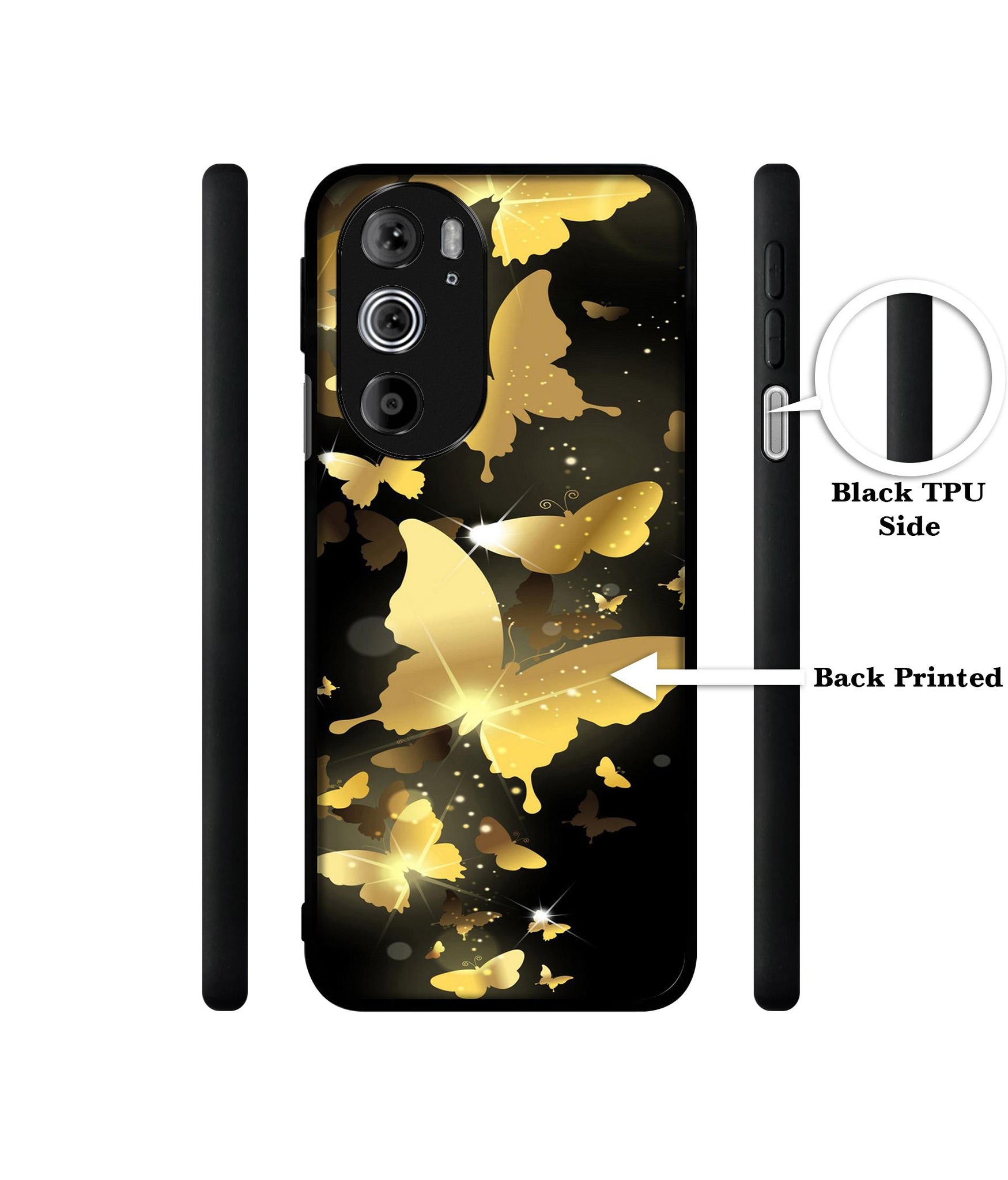 Golden Butterfly Pattern Designer 2D Printed Back Case Cover for Motorola edge 30 Pro 5G