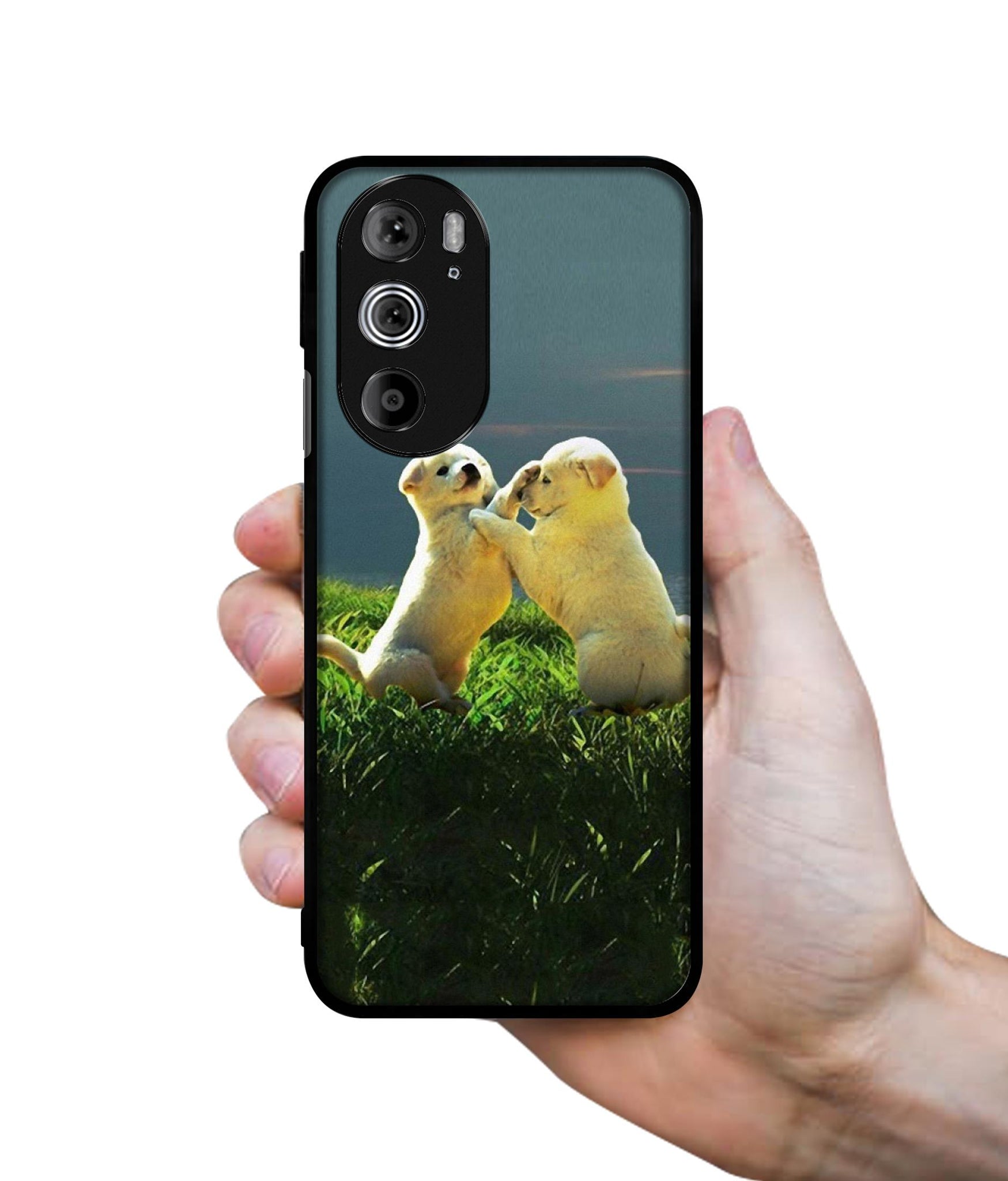 Puppy Couple Sunset Designer 2D Printed Back Case Cover for Motorola edge 30 Pro 5G