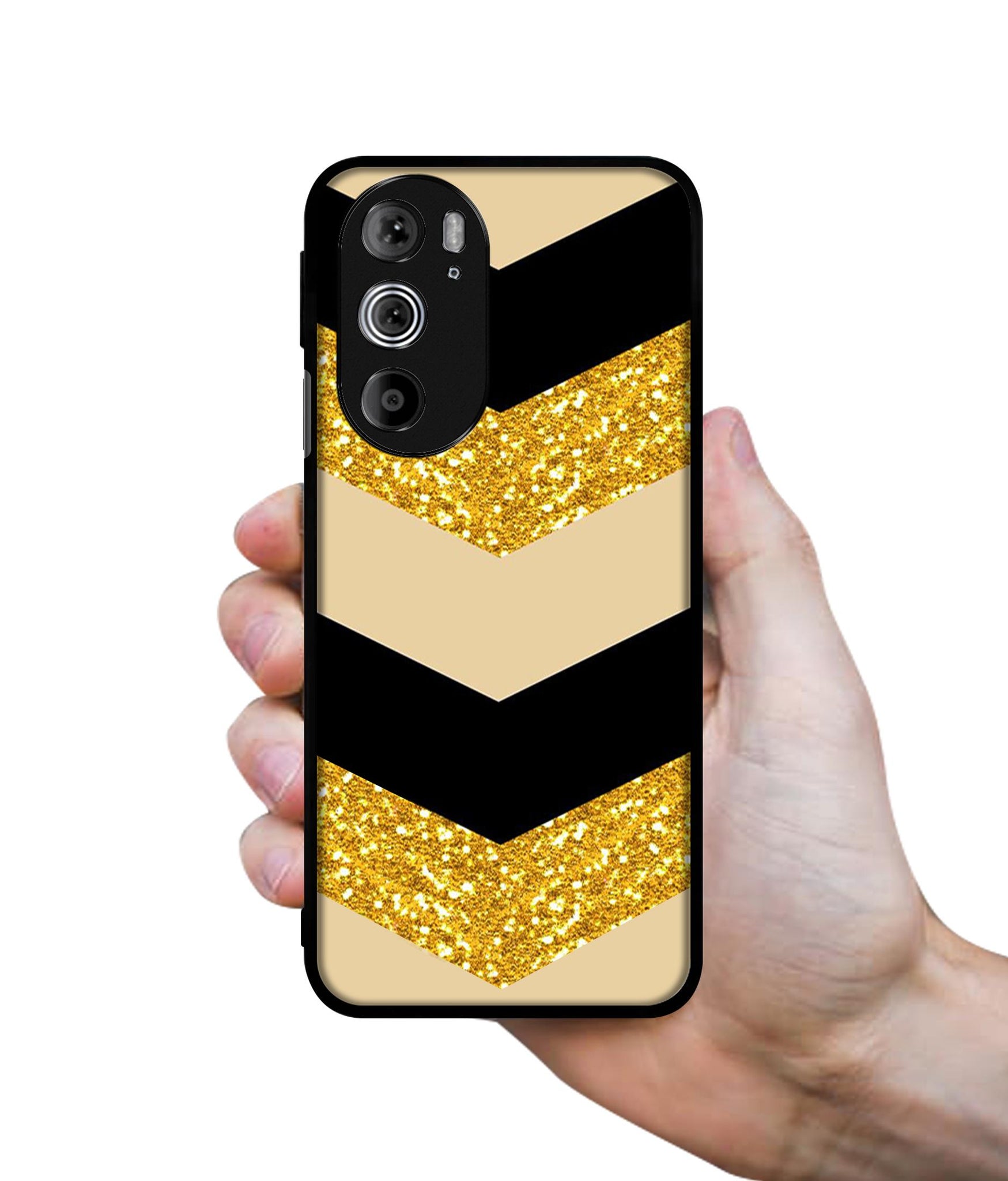 Black & Gold Designer 2D Printed Back Case Cover for Motorola edge 30 Pro 5G