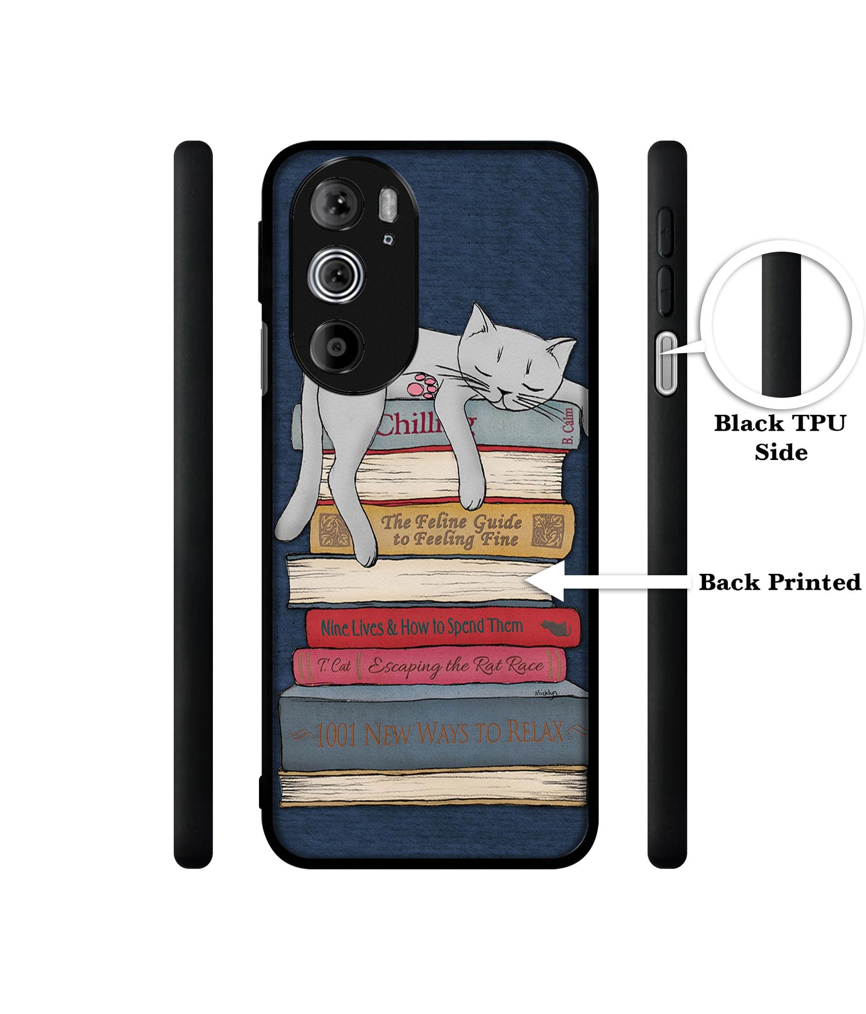 Cat Sleeping On The Books Designer 2D Printed Back Case Cover for Motorola edge 30 Pro 5G