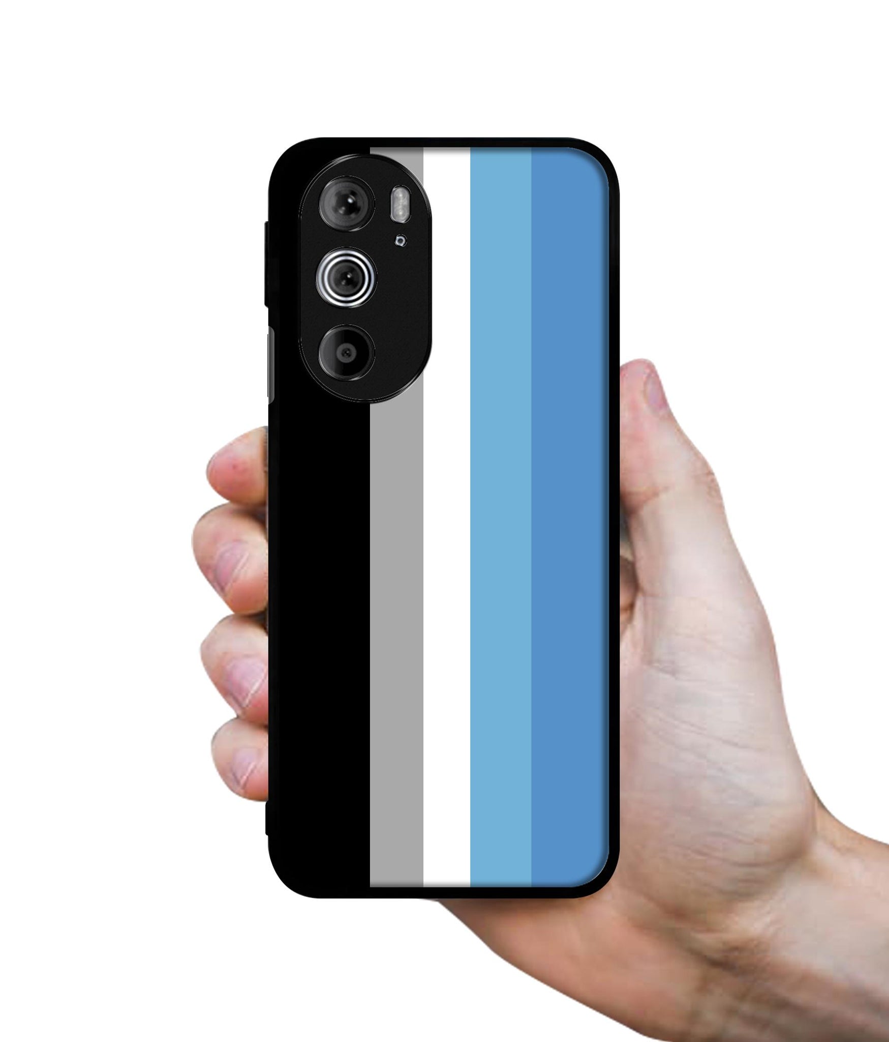 White and Blue Lines Designer 2D Printed Back Case Cover for Motorola edge 30 Pro 5G