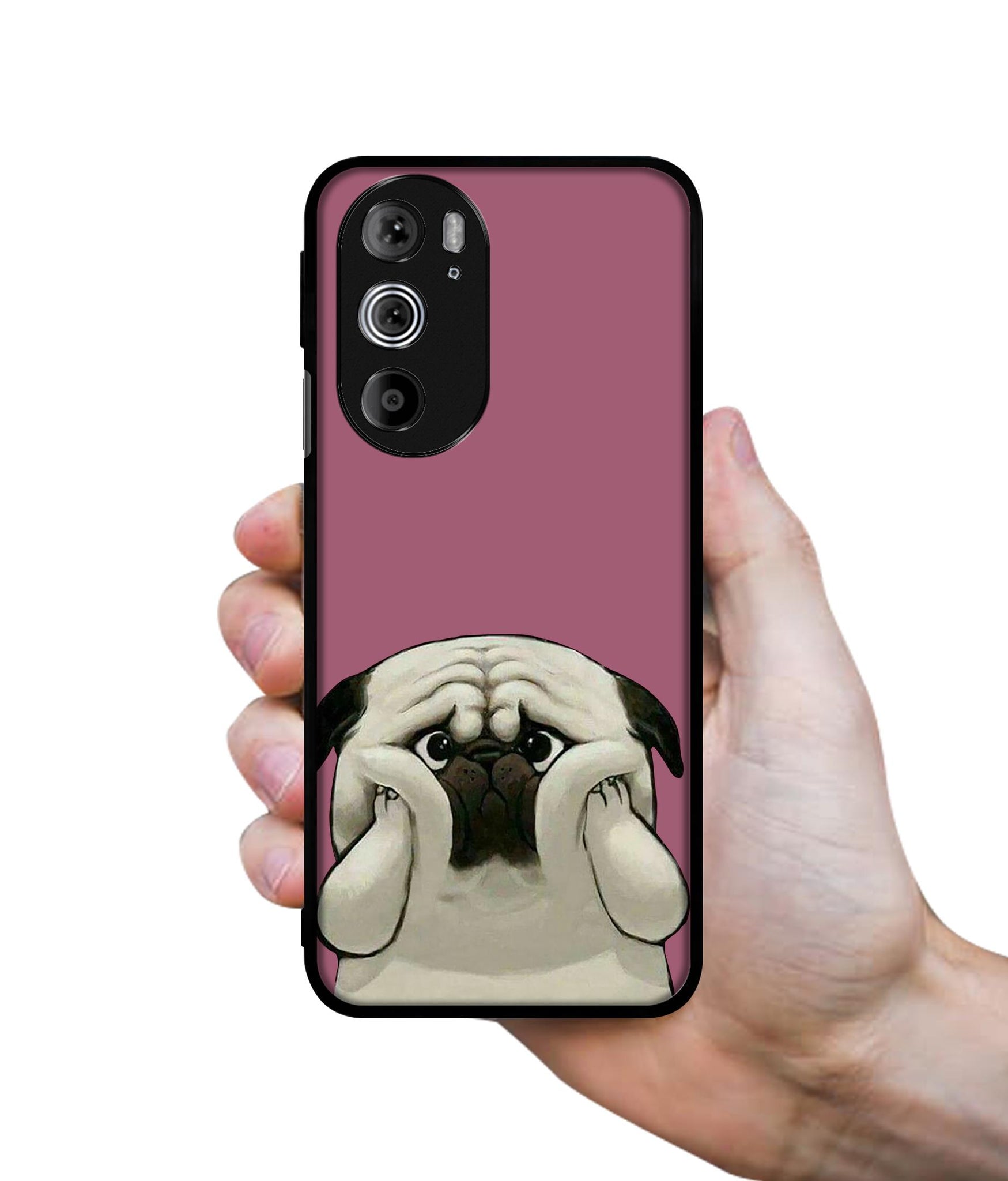 Cute Pug Holding Big Cheeks Designer 2D Printed Back Case Cover for Motorola edge 30 Pro 5G
