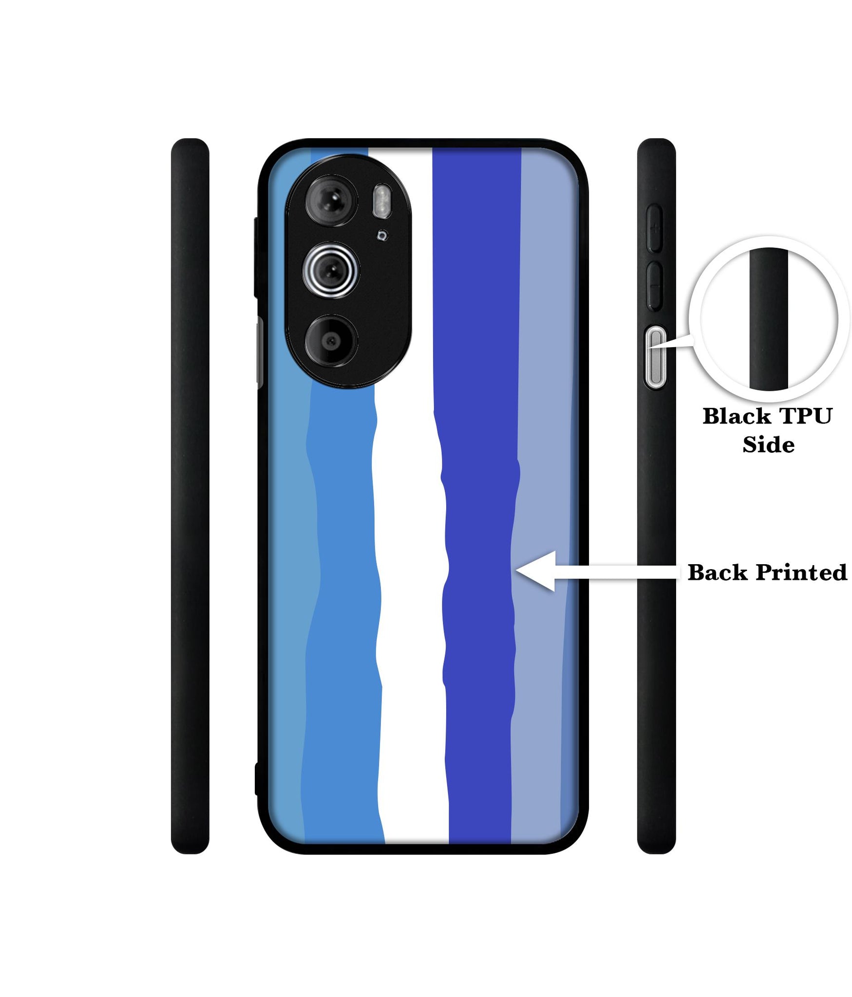 Blue Stripes Rainbow Designer 2D Printed Back Case Cover for Motorola edge 30 Pro 5G