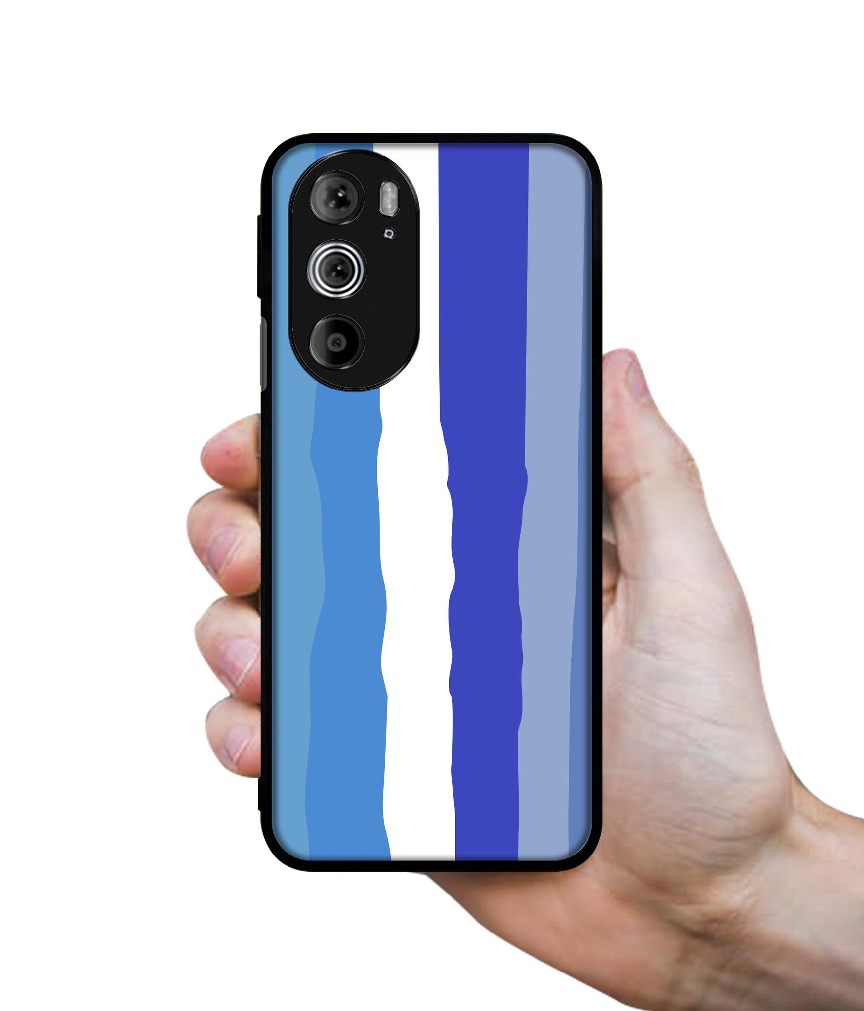 Blue Stripes Rainbow Designer 2D Printed Back Case Cover for Motorola edge 30 Pro 5G