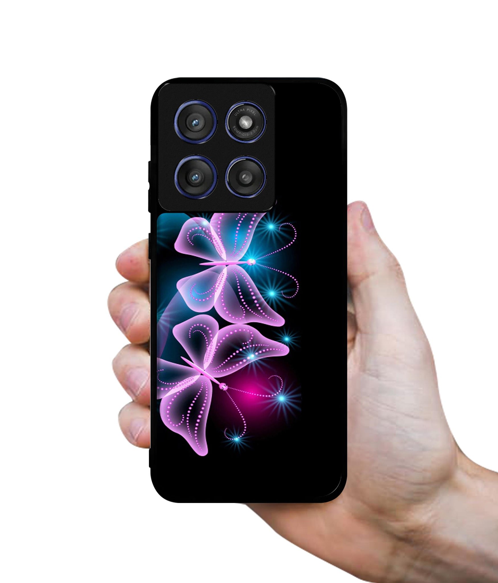 Butterflies Neon Light Designer 2D Printed Back Case Cover for Motorola Edge 60 Stylus 5G