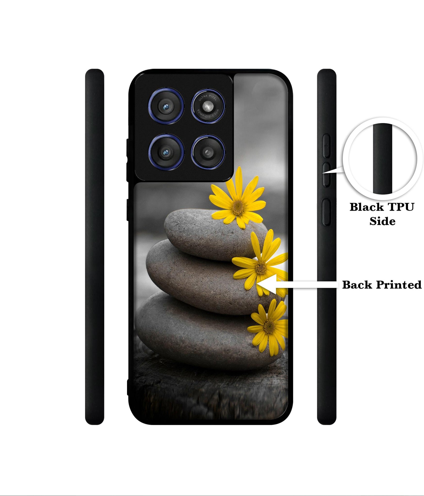 Stones And Flower Designer 2D Printed Back Case Cover for Motorola Edge 60 Stylus 5G