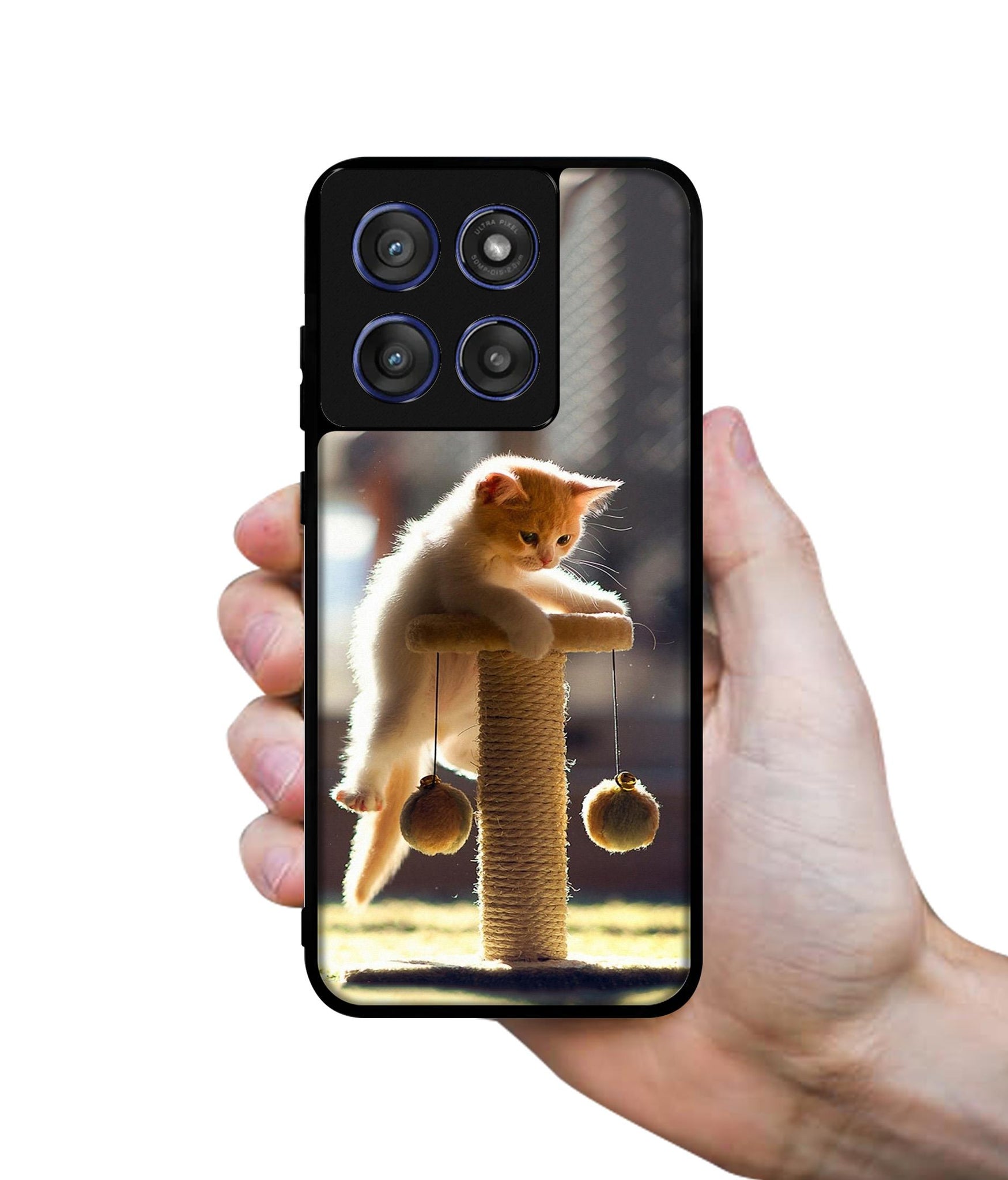 Cat Climbing Designer 2D Printed Back Case Cover for Motorola Edge 60 Stylus 5G